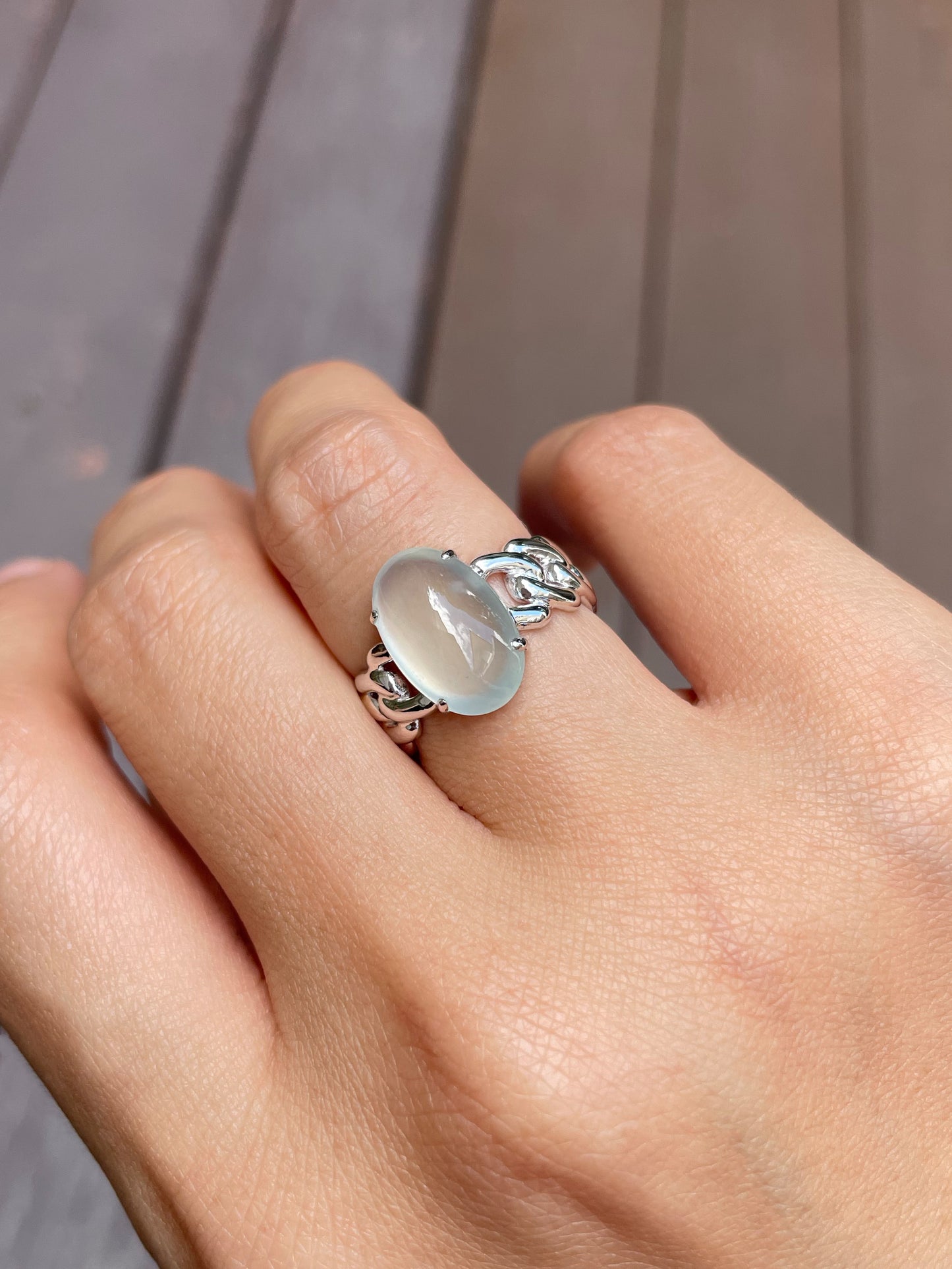 Icy Jade Cabochon Ring (NJR059)