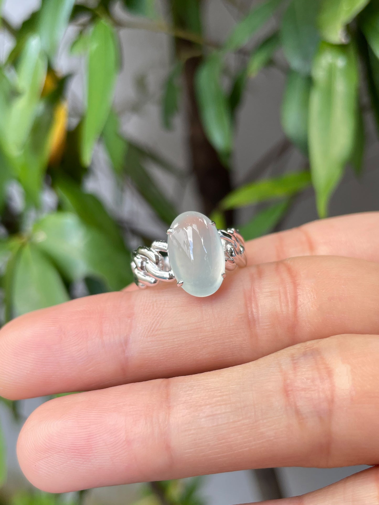 Icy Jade Cabochon Ring (NJR059)