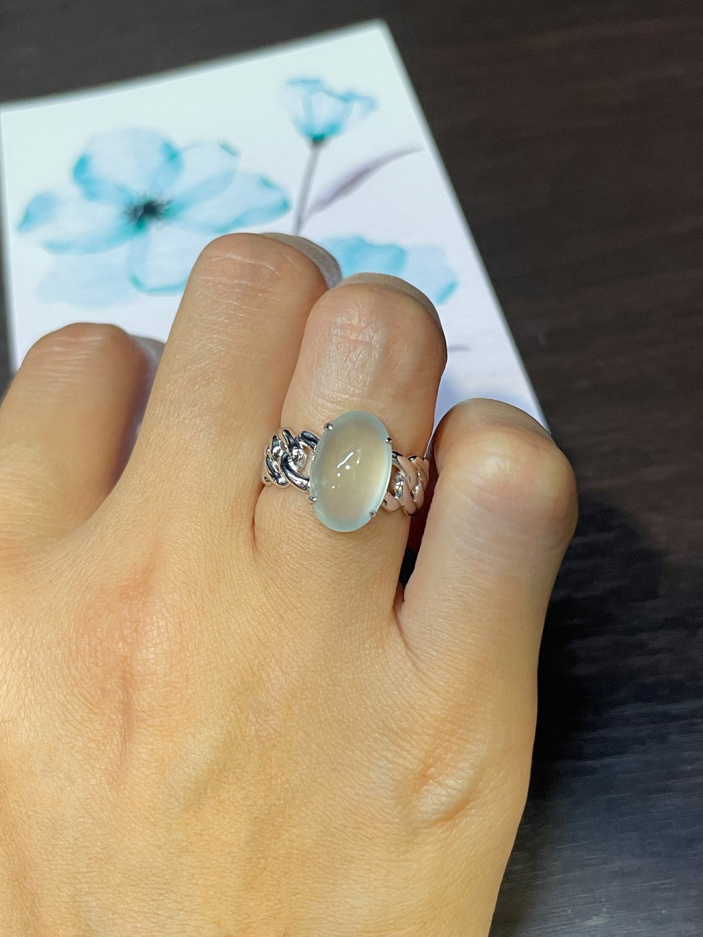Icy Jade Cabochon Ring (NJR059)