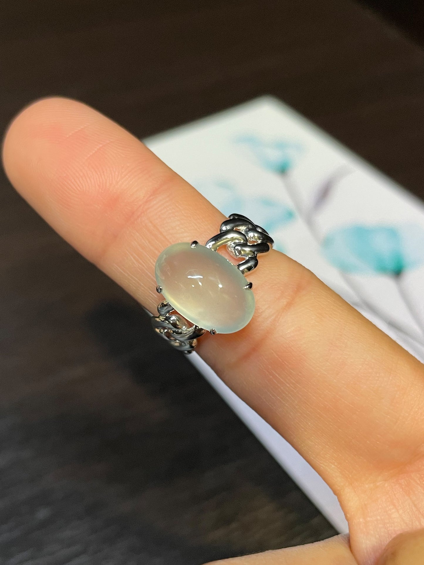 Icy Jade Cabochon Ring (NJR059)