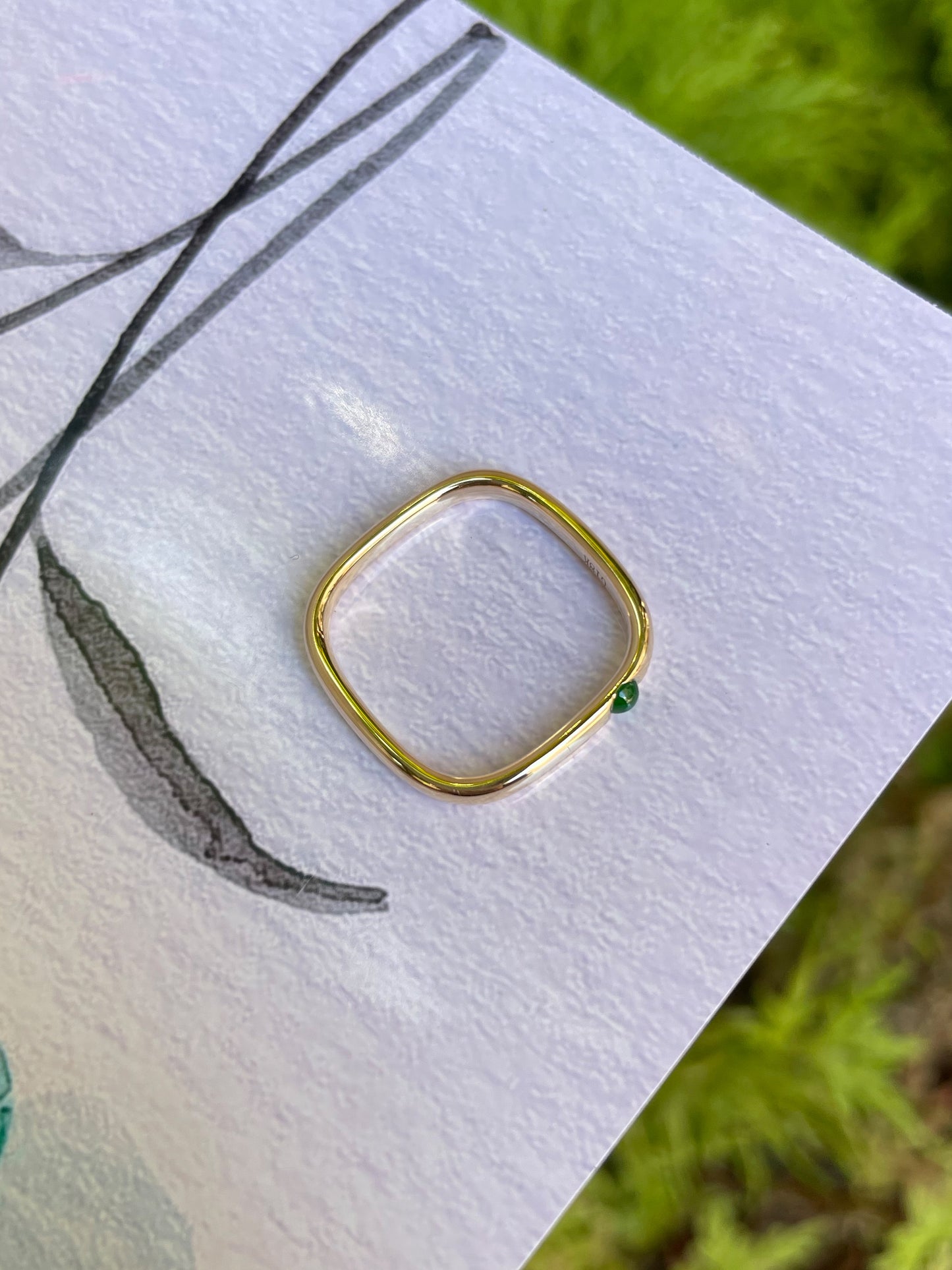 Green Jade Cabochon Ring (NJR057)