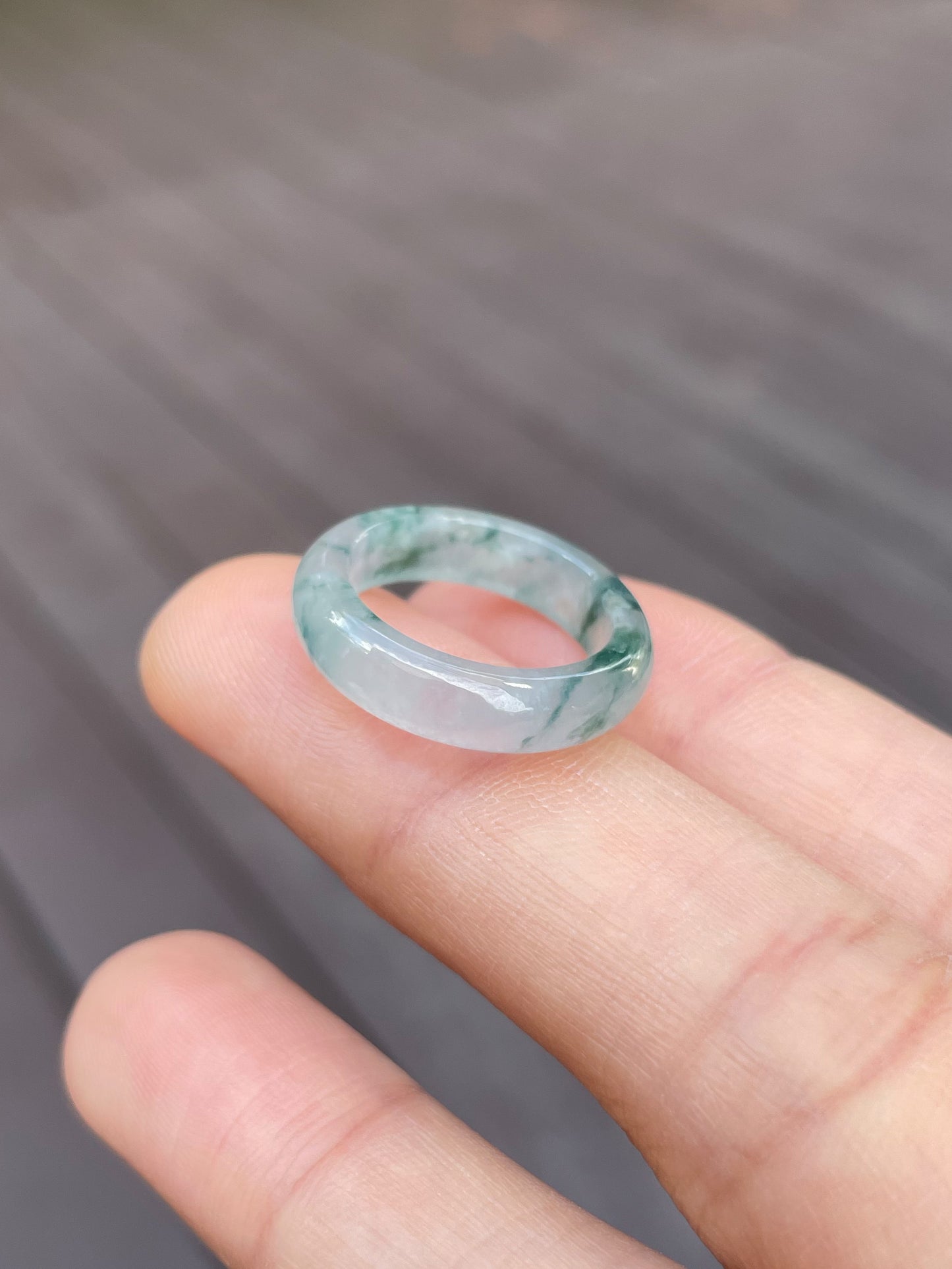 Icy Bluish Green Jade Abacus Ring | HK 11.5 (NJR065)
