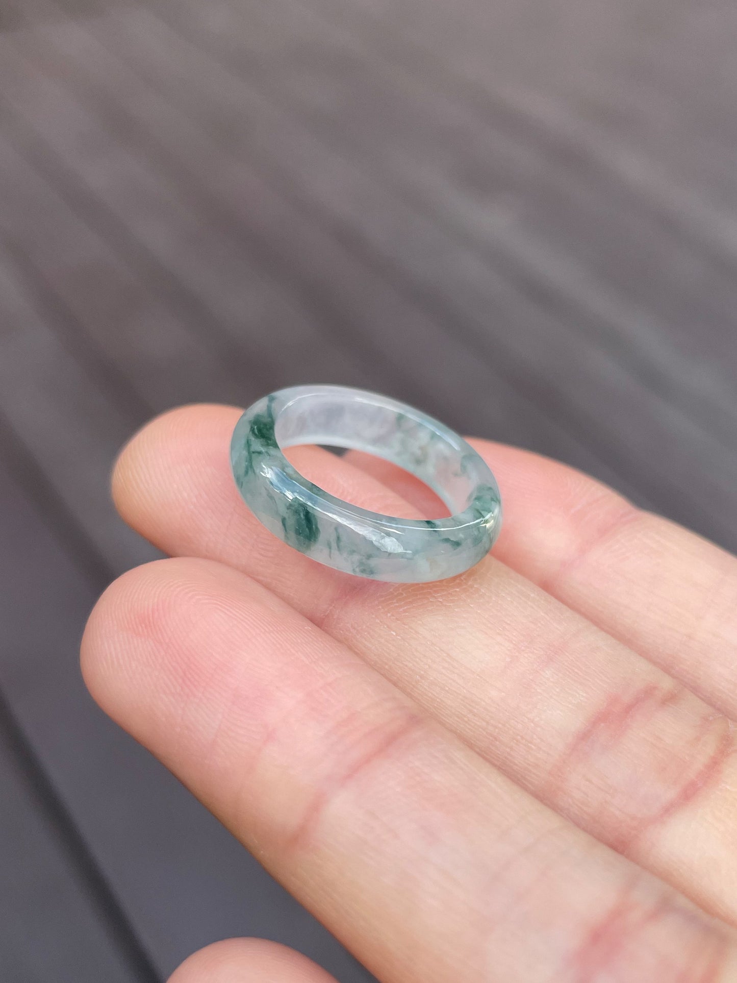 Icy Bluish Green Jade Abacus Ring | HK 11.5 (NJR065)