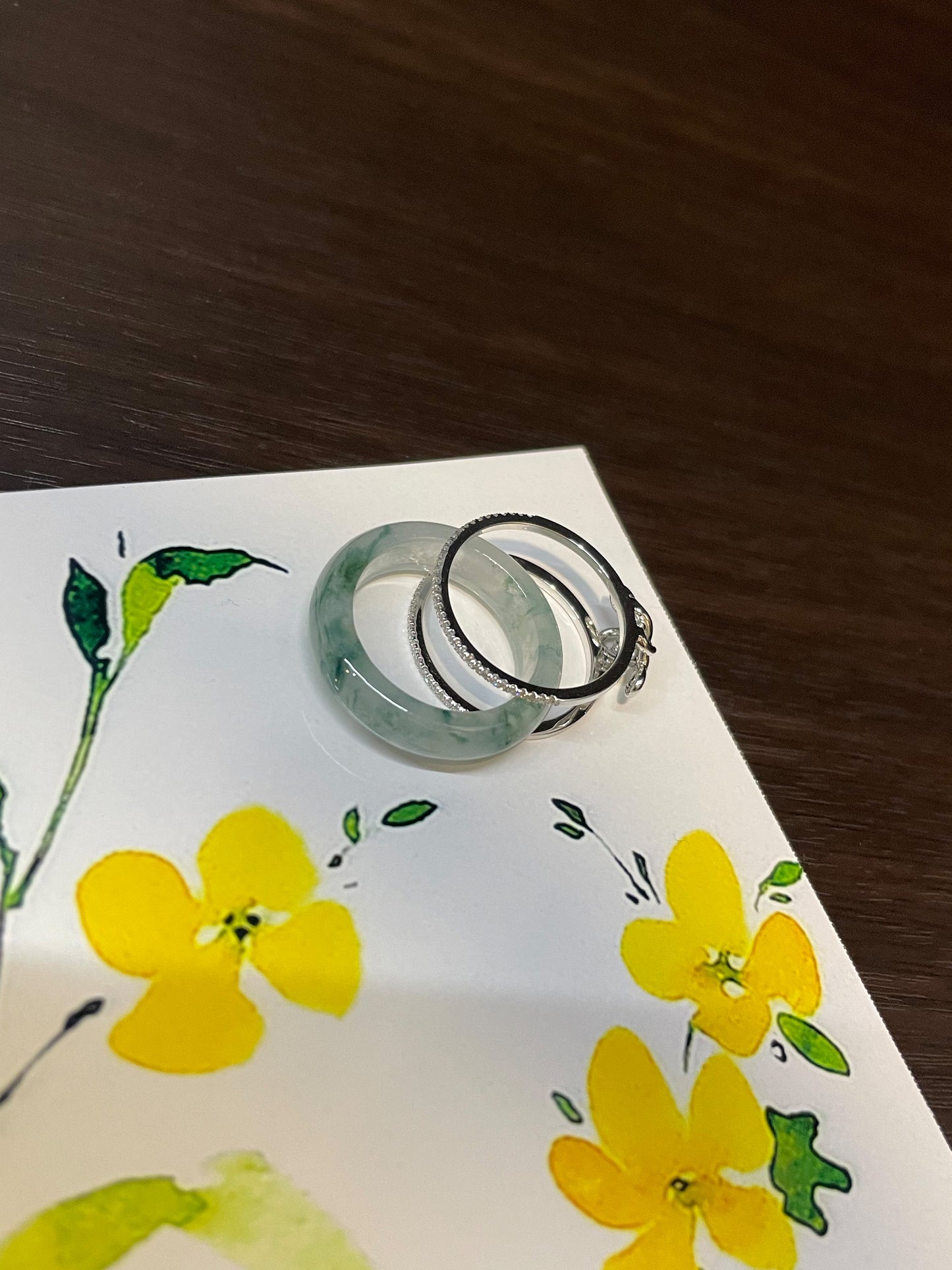 Icy Bluish Green Jade Abacus Ring | HK 11.5 (NJR065)