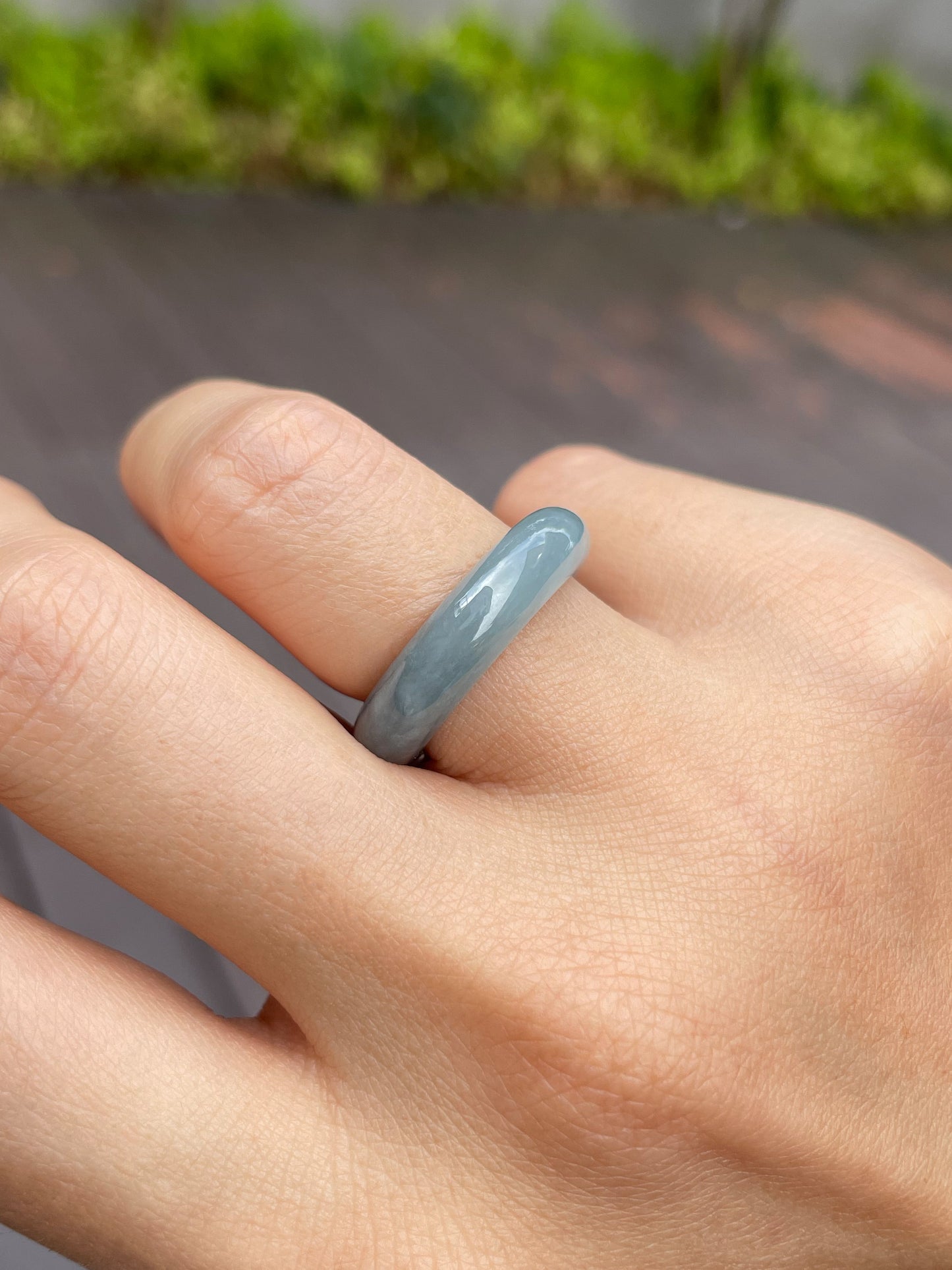 Icy Blue Jadeite Abacus Ring | HK 14.5 (NJR073)