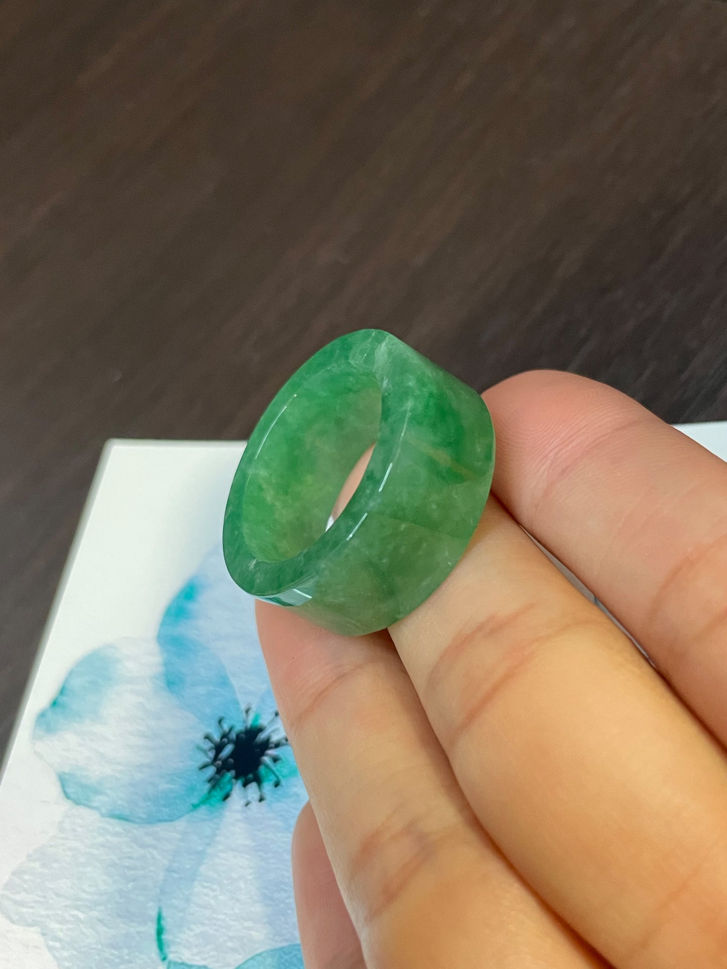 Green Jade Abacus Ring | HK 29 (NJR079)