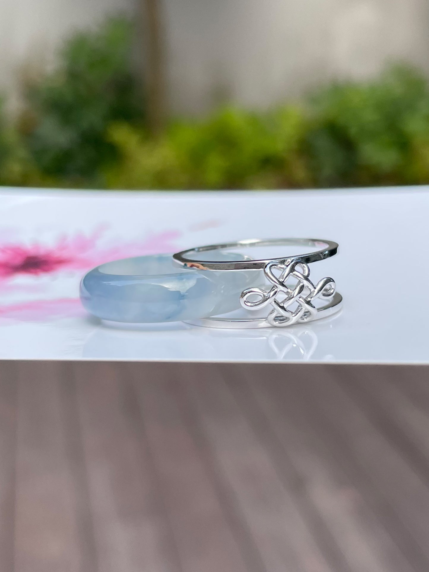 Bluish Lavender Jade Abacus Ring | HK 17 (NJR091)