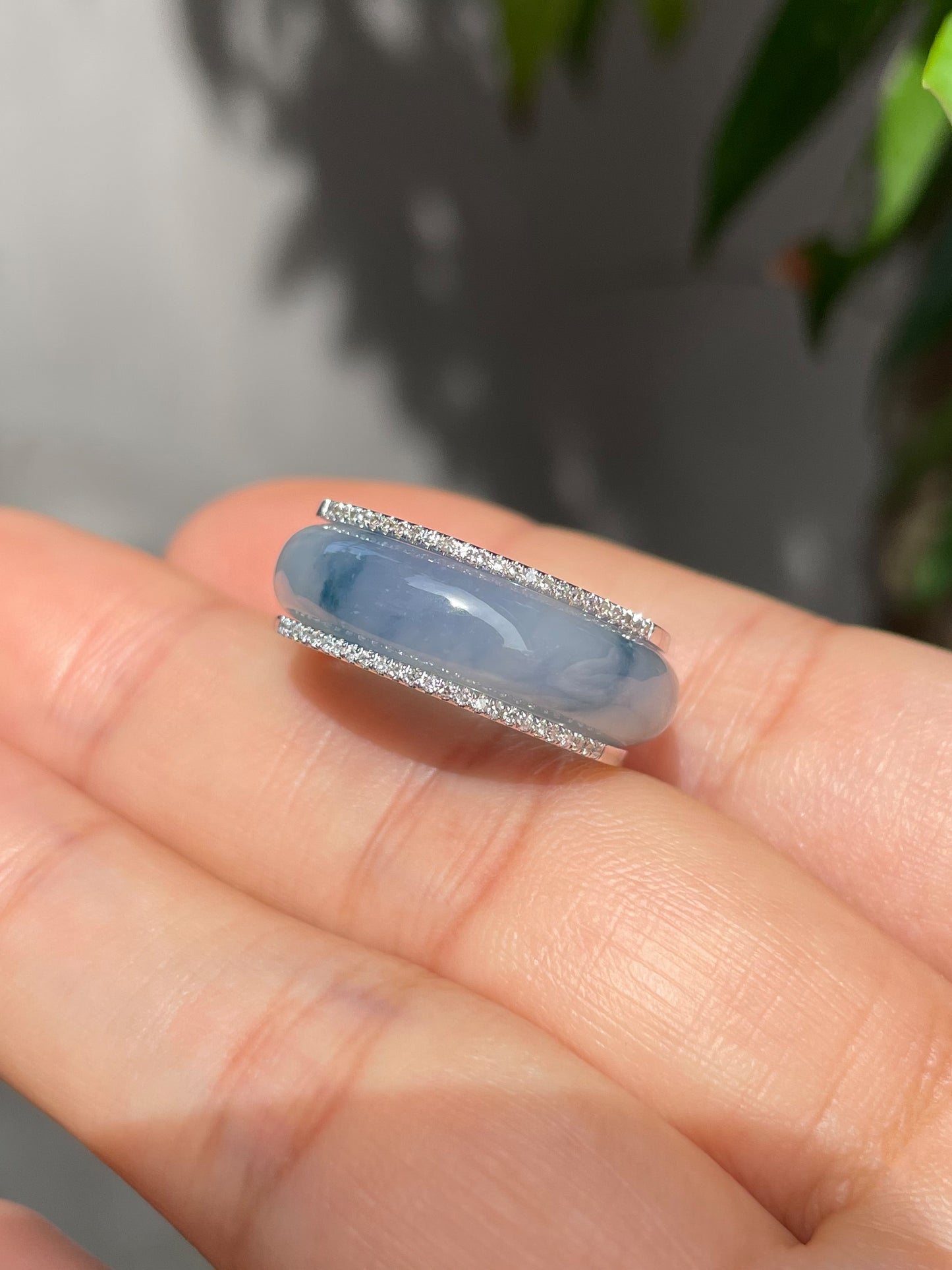 Bluish Lavender Jade Abacus Ring | HK 17 (NJR091)