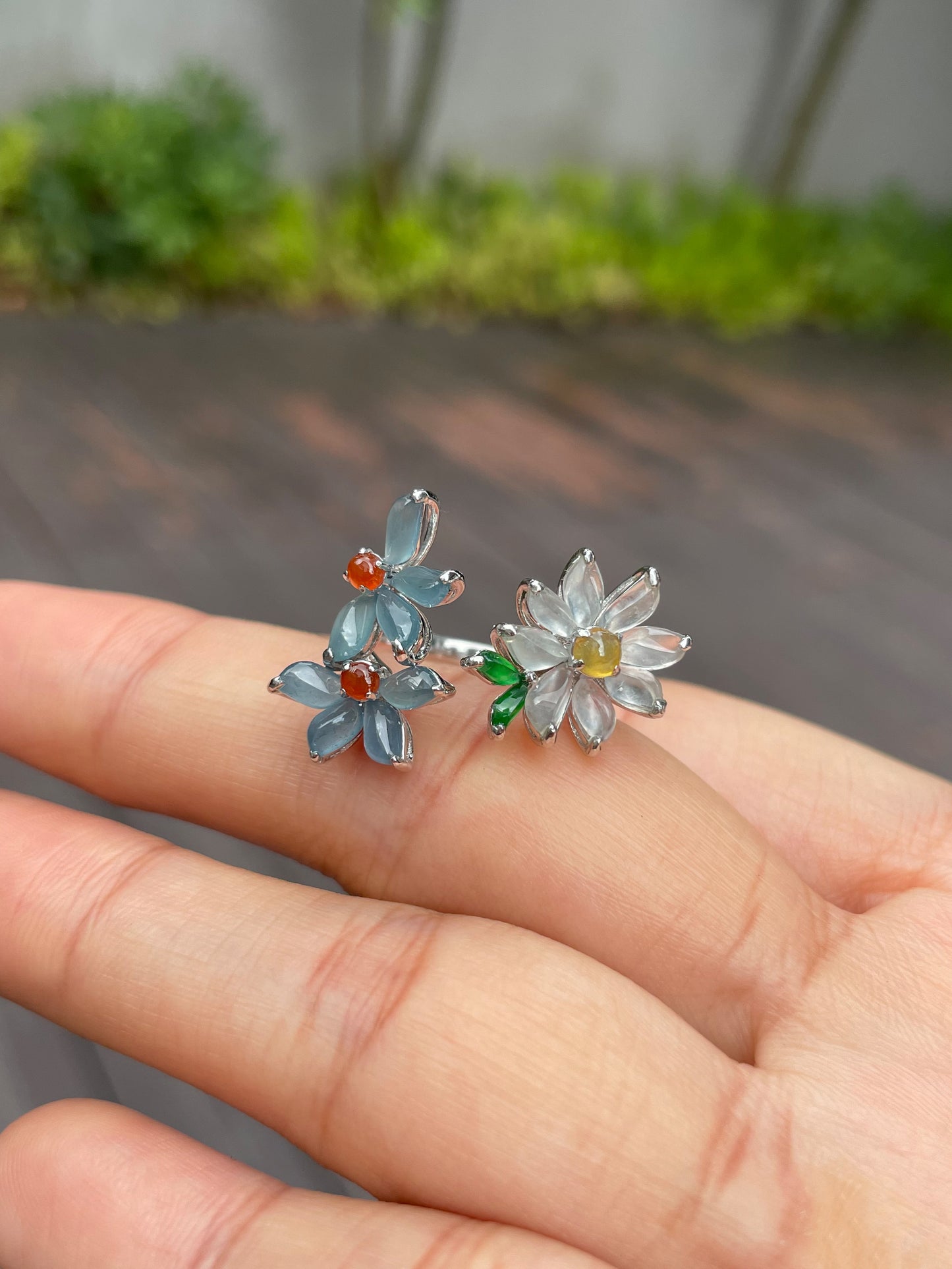 Multicoloured Jade Ring - Flowers (NJR092)