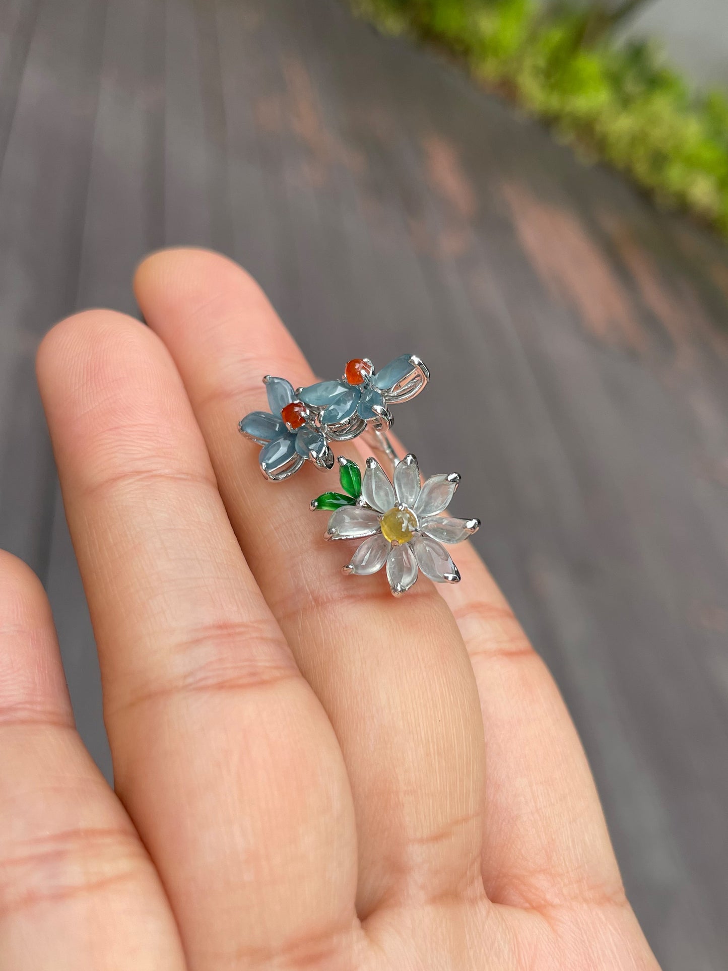 Multicoloured Jade Ring - Flowers (NJR092)