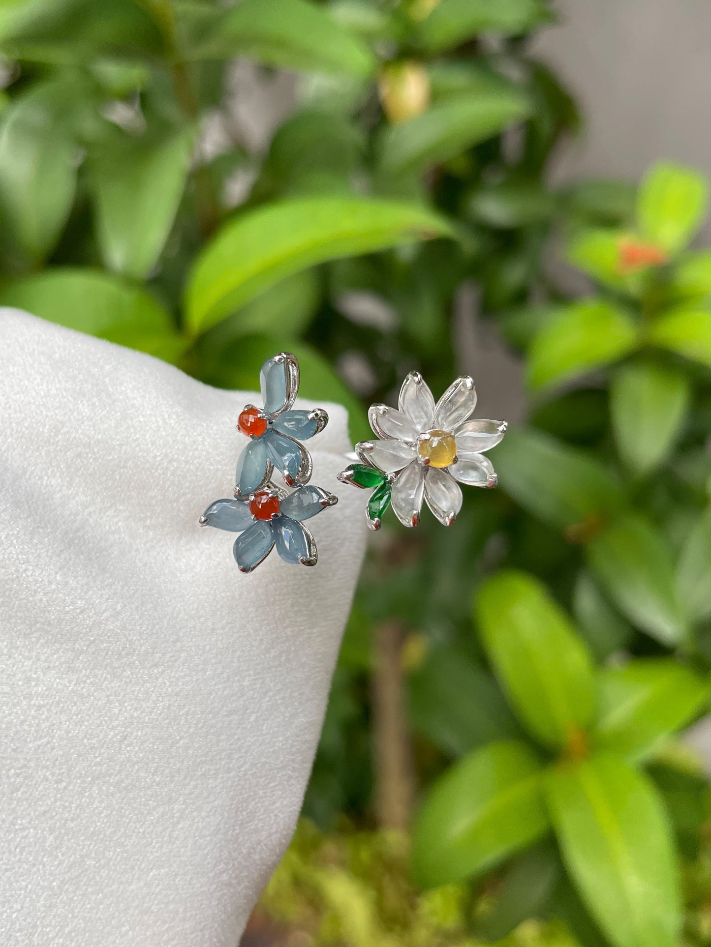 Multicoloured Jade Ring - Flowers (NJR092)