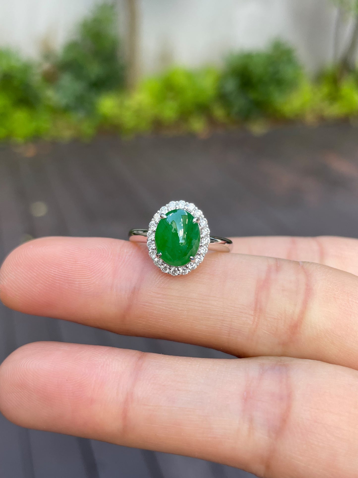Green Jadeite Cabochon Ring (NJR098)