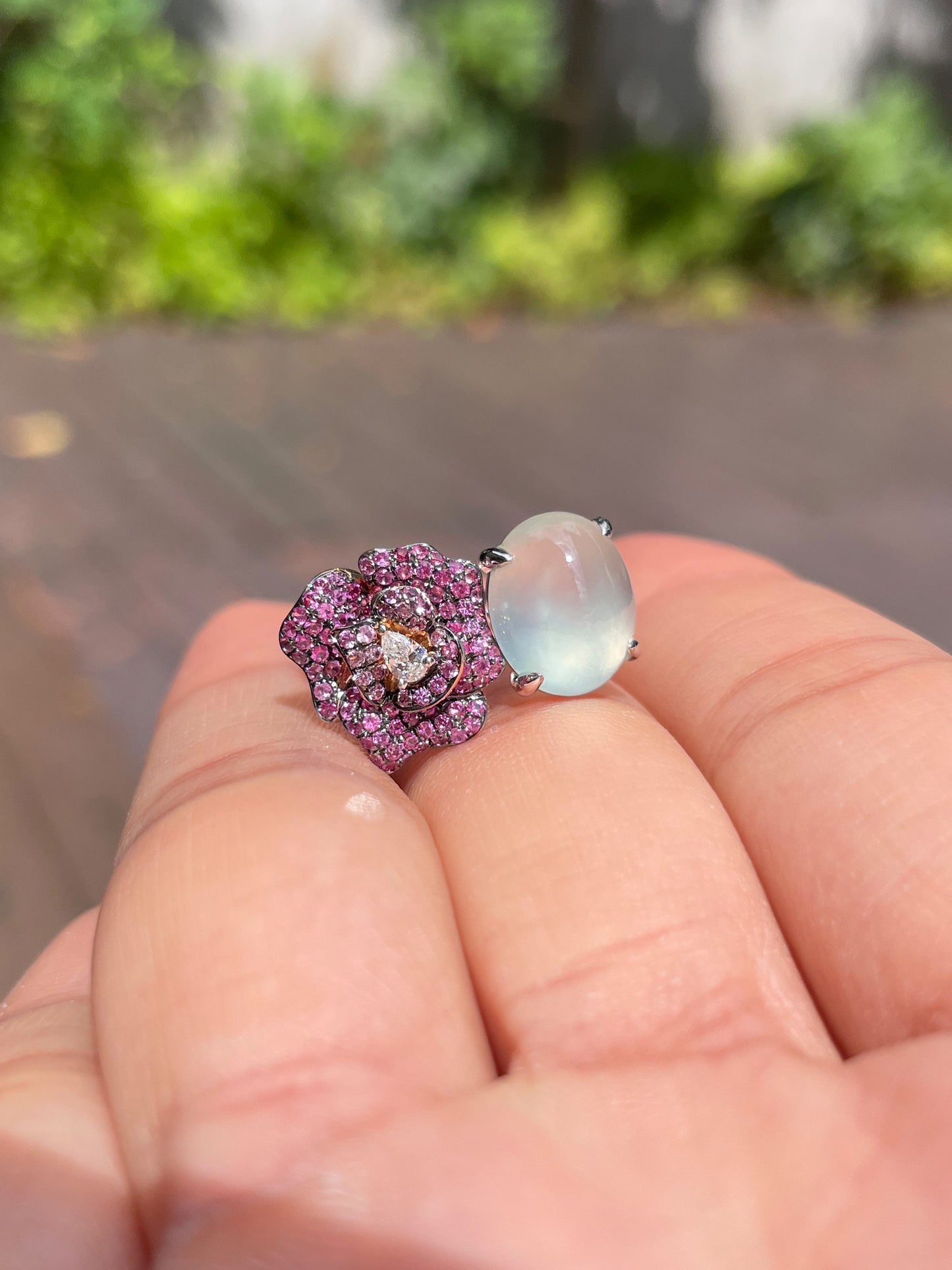Icy Jade Cabochon Ring (NJR099)