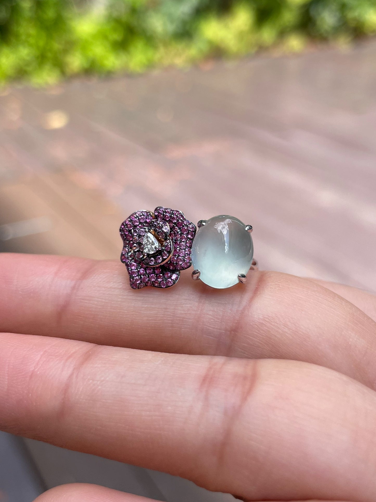 Icy Jade Cabochon Ring (NJR099)