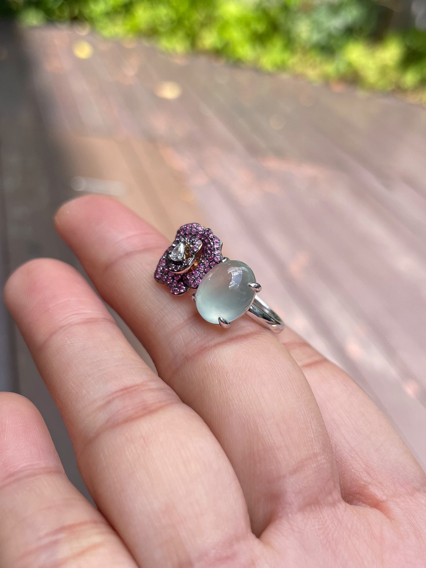 Icy Jade Cabochon Ring (NJR099)