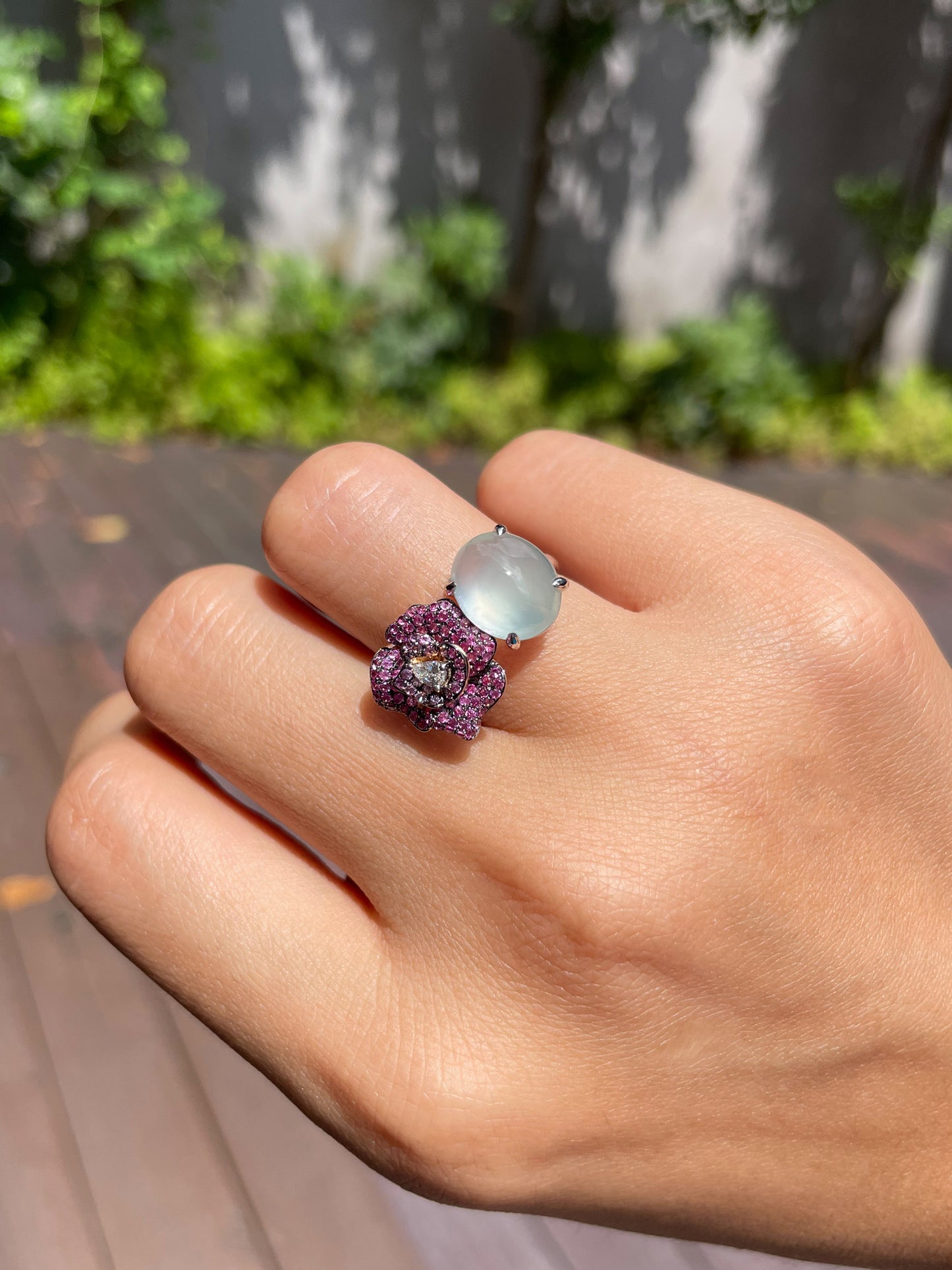 Icy Jade Cabochon Ring (NJR099)