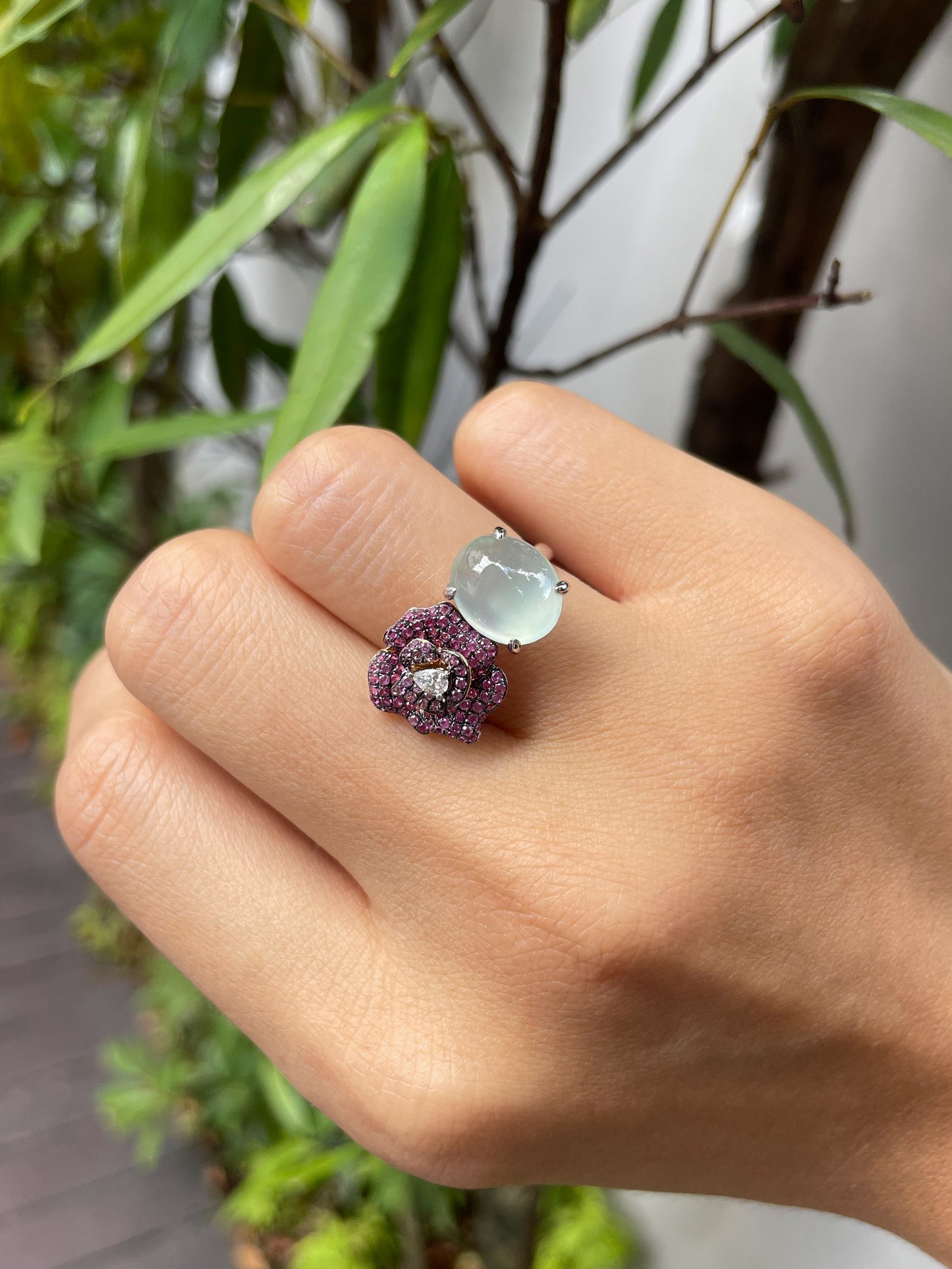 Icy Jade Cabochon Ring (NJR099)