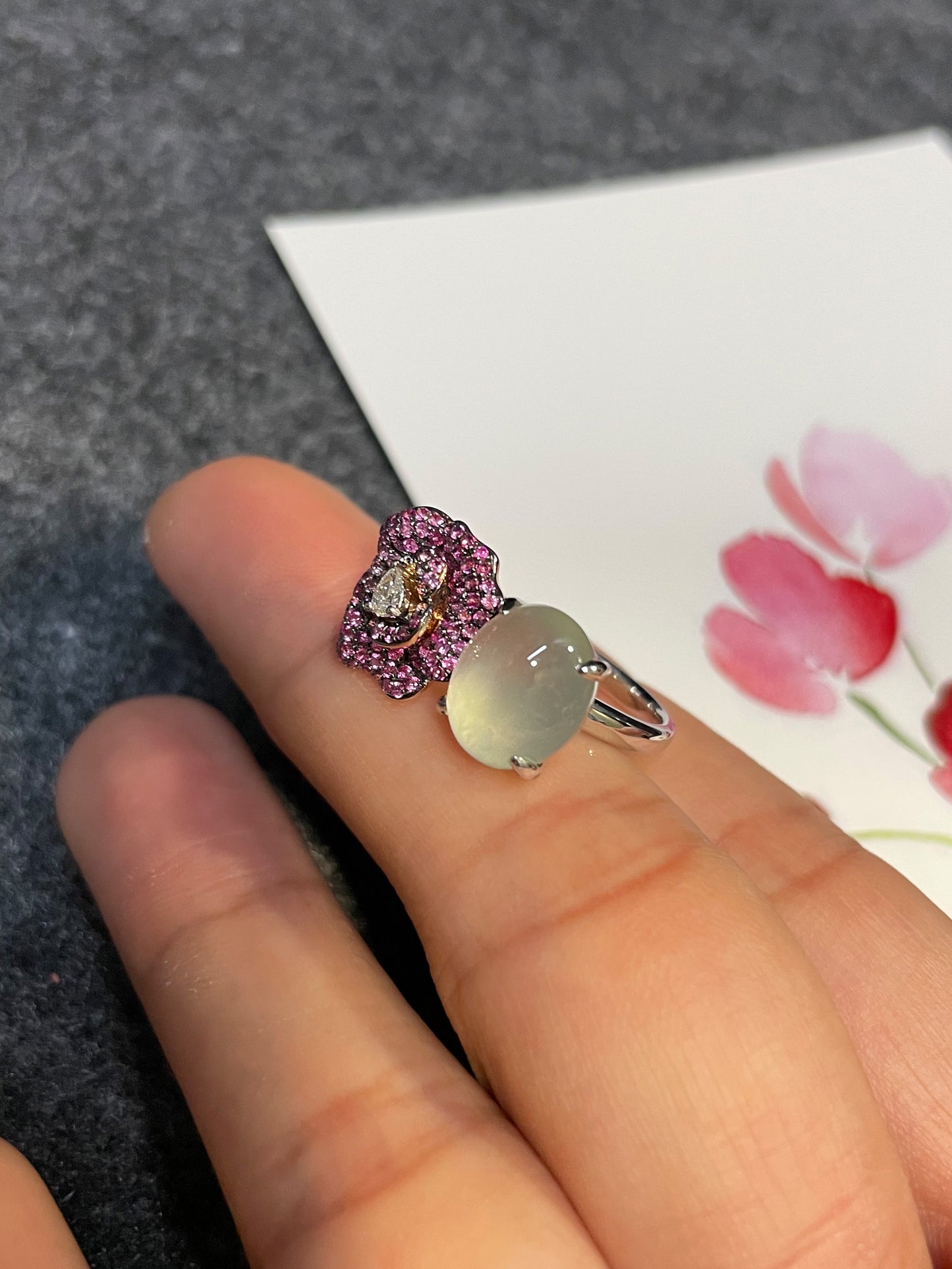 Icy Jade Cabochon Ring (NJR099)