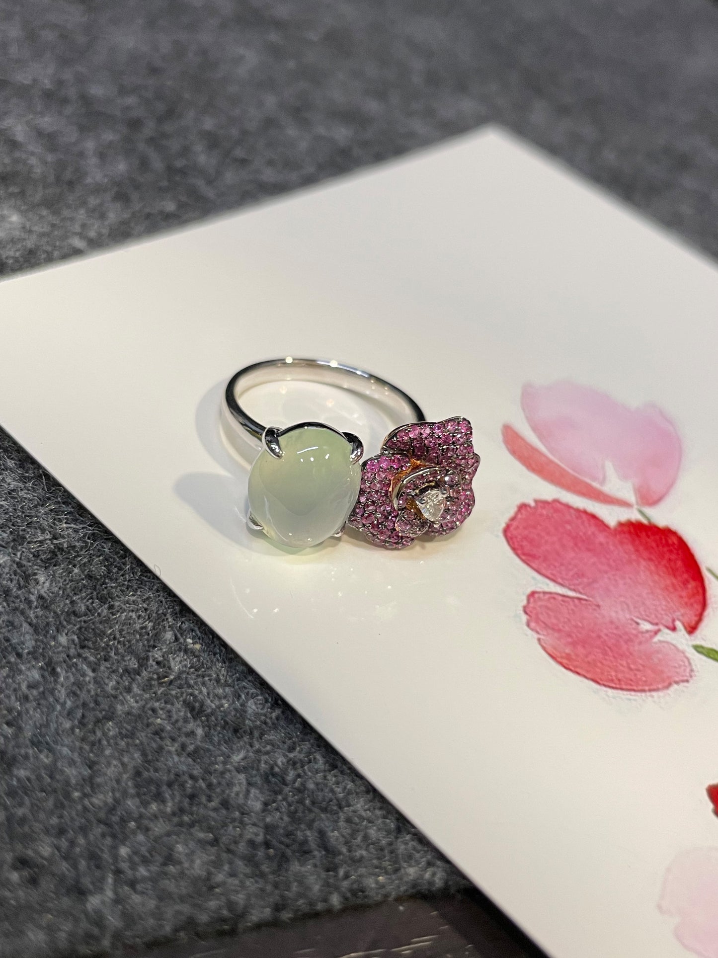 Icy Jade Cabochon Ring (NJR099)