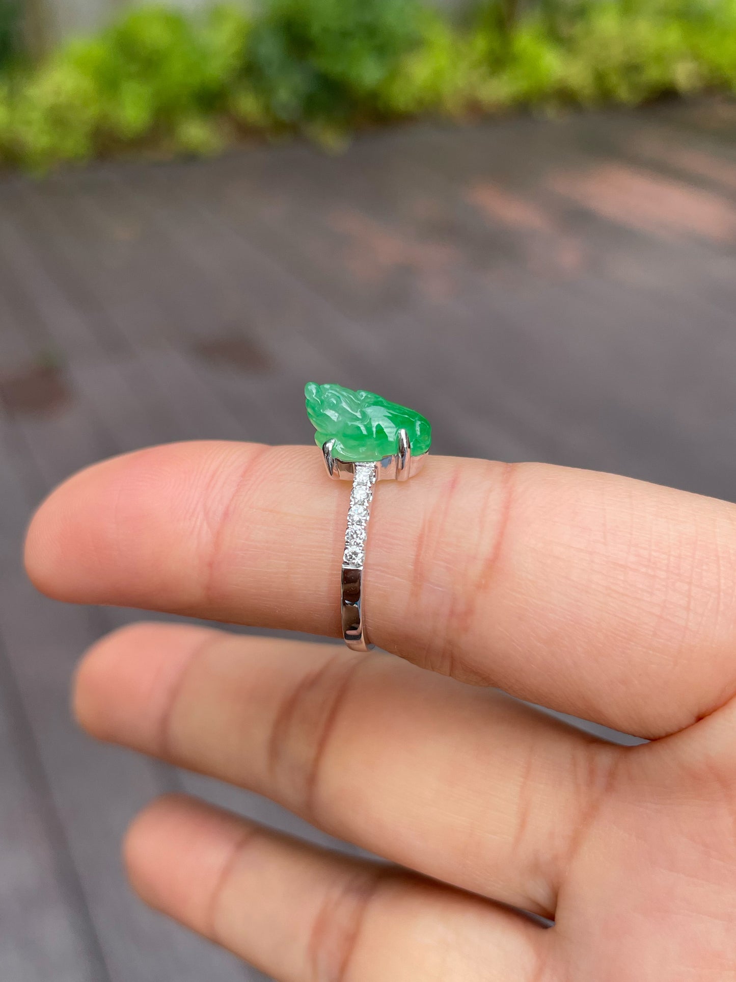 Green Jade Ring - Three Legged Toad (NJR104)