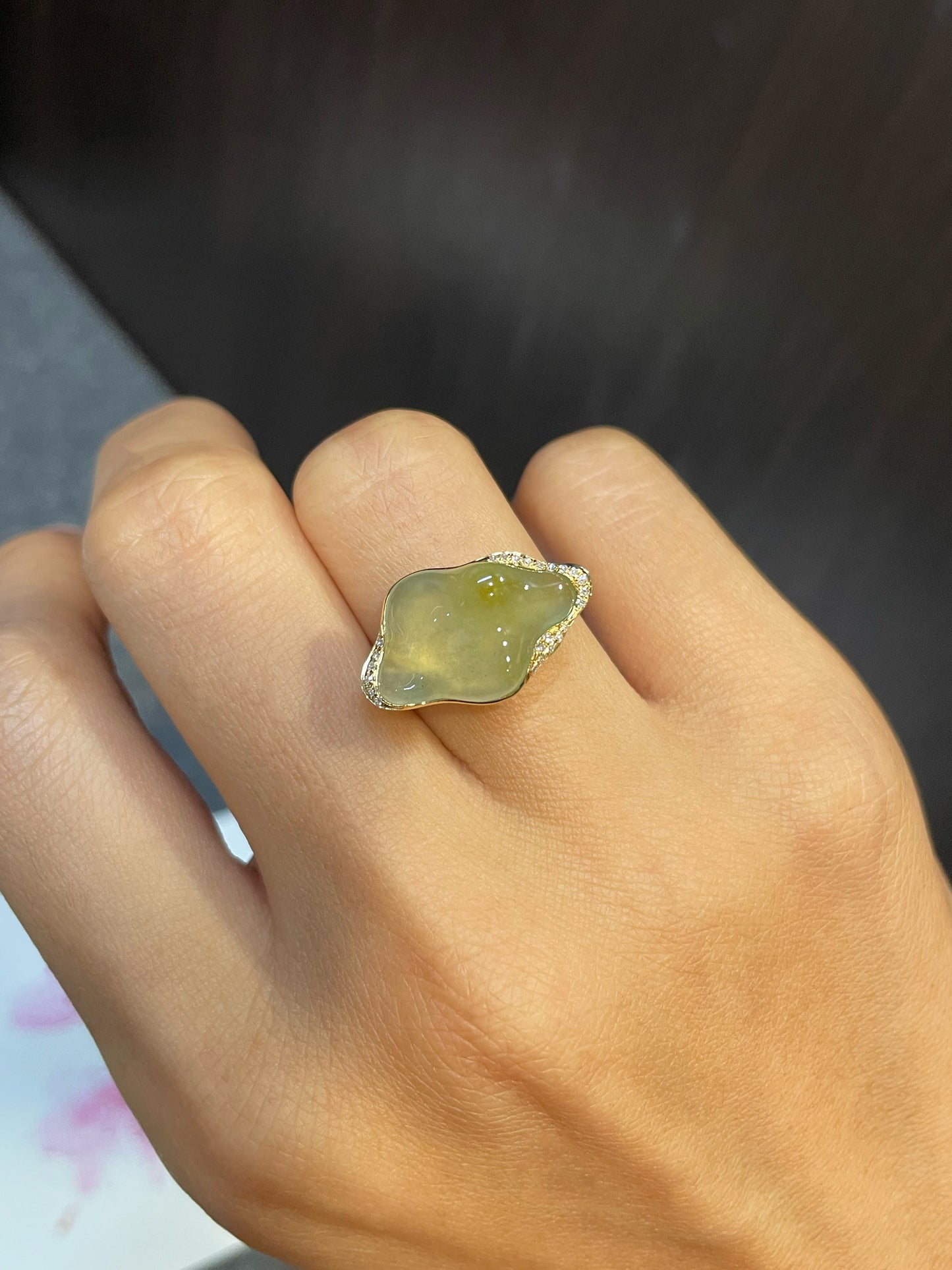 Icy Yellow Jade Ring (NJR107)