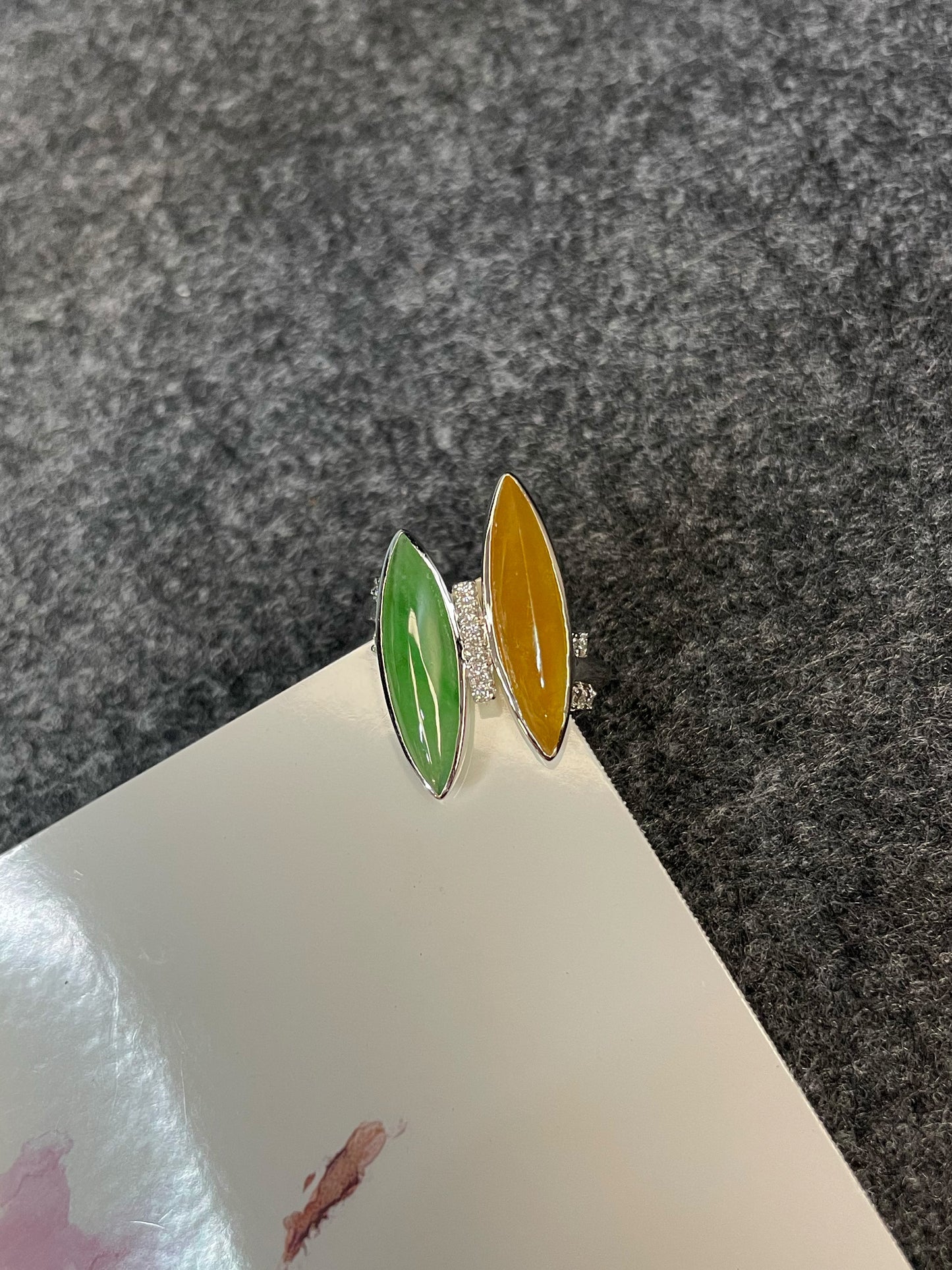 Icy Green & Orange Jade Ring (NJR108)
