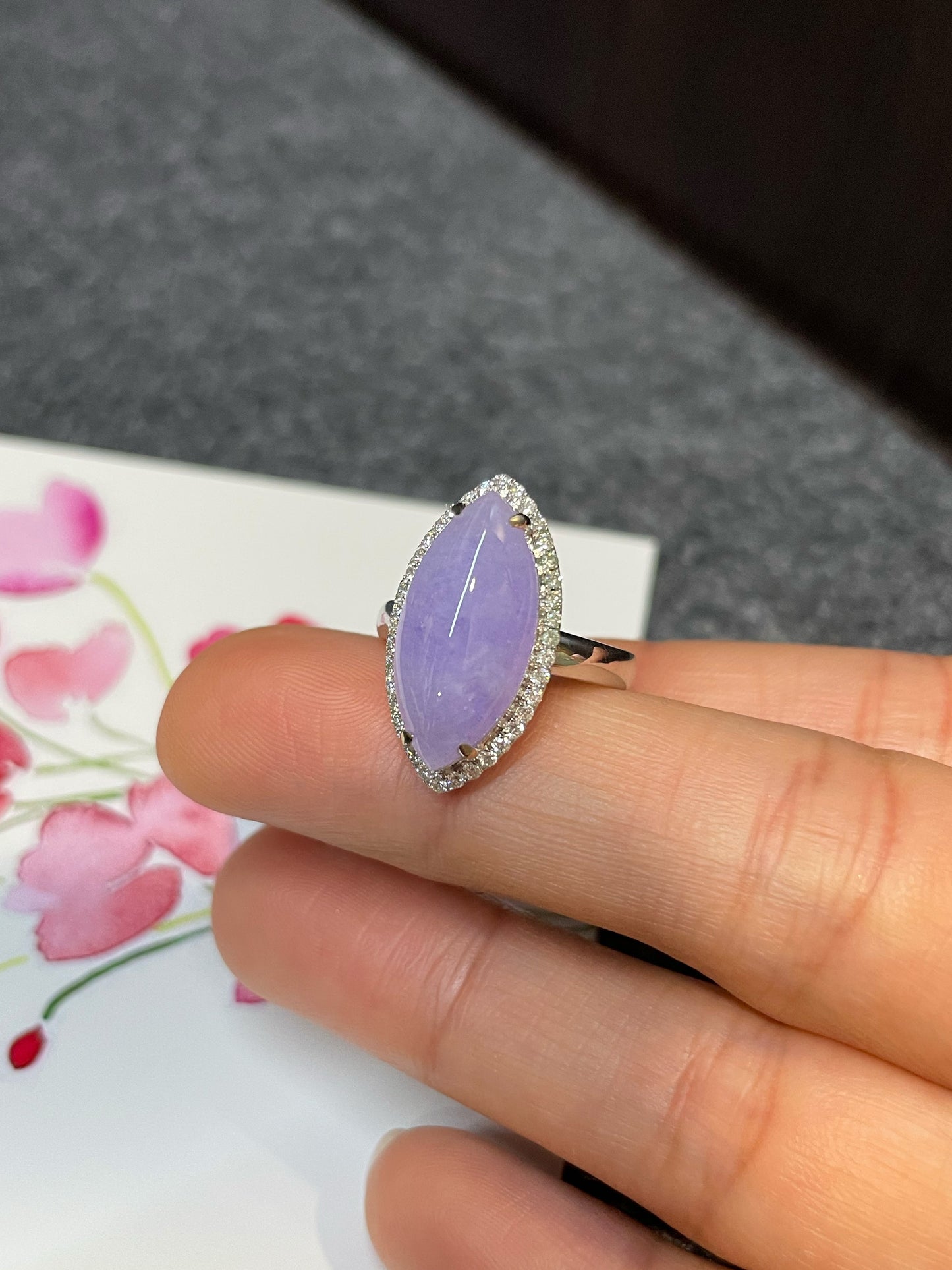 Lavender Jade Ring - Marquise (NJR112)