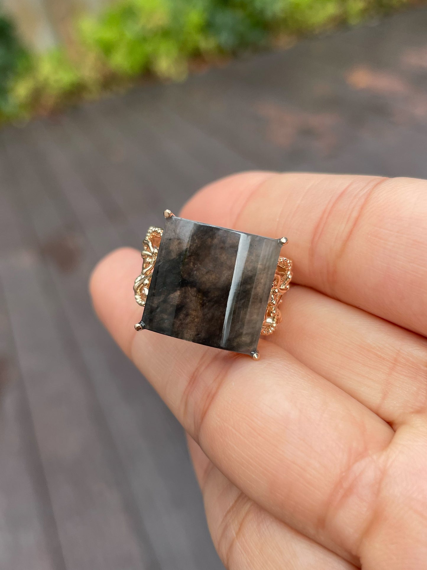 Icy Black Jade Ring (NJR122)
