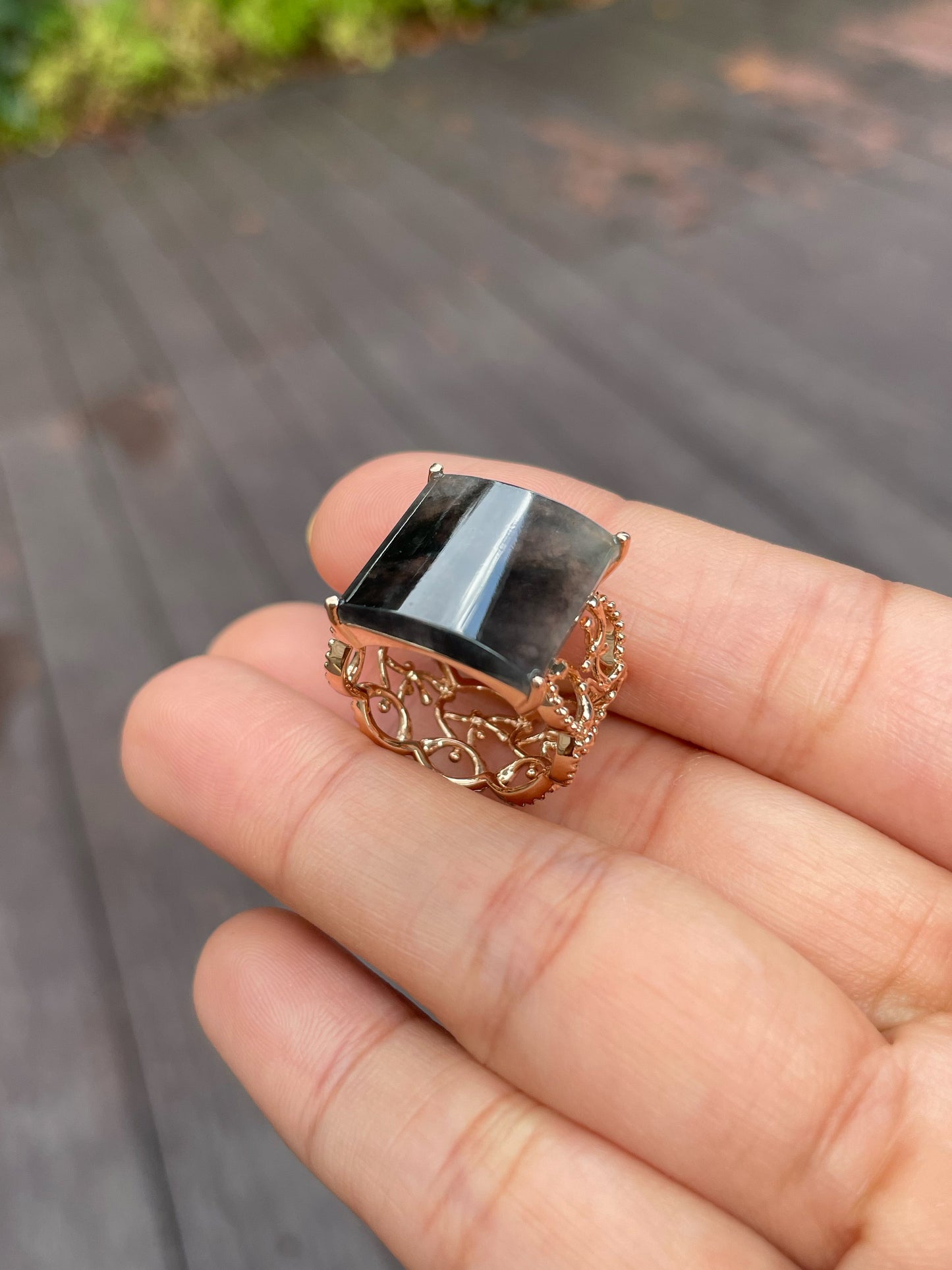 Icy Black Jade Ring (NJR122)