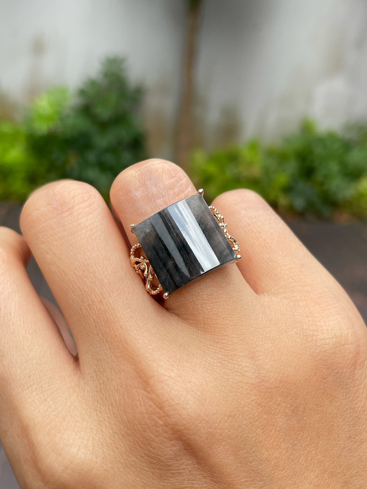 Icy Black Jade Ring (NJR122)