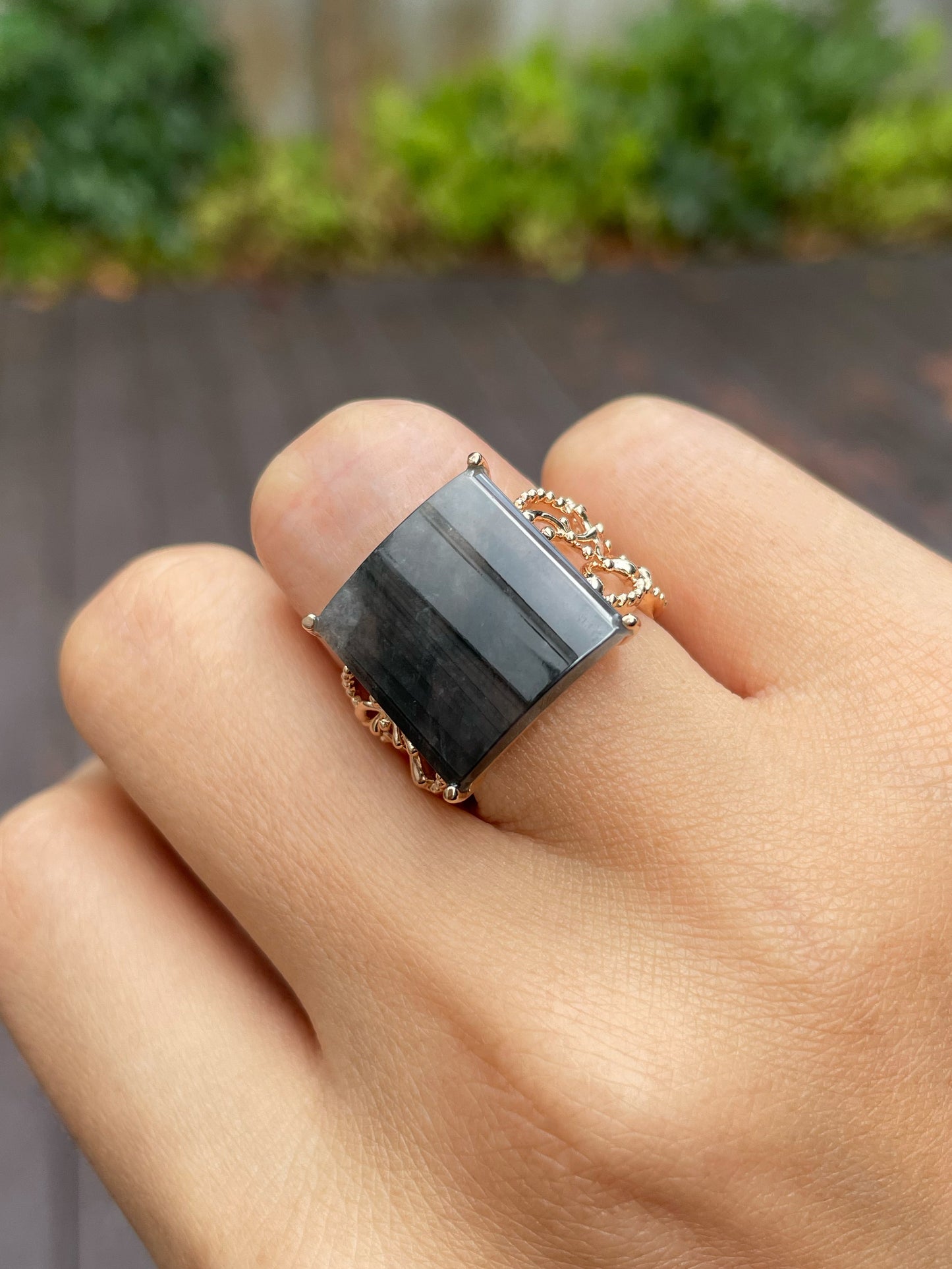 Icy Black Jade Ring (NJR122)