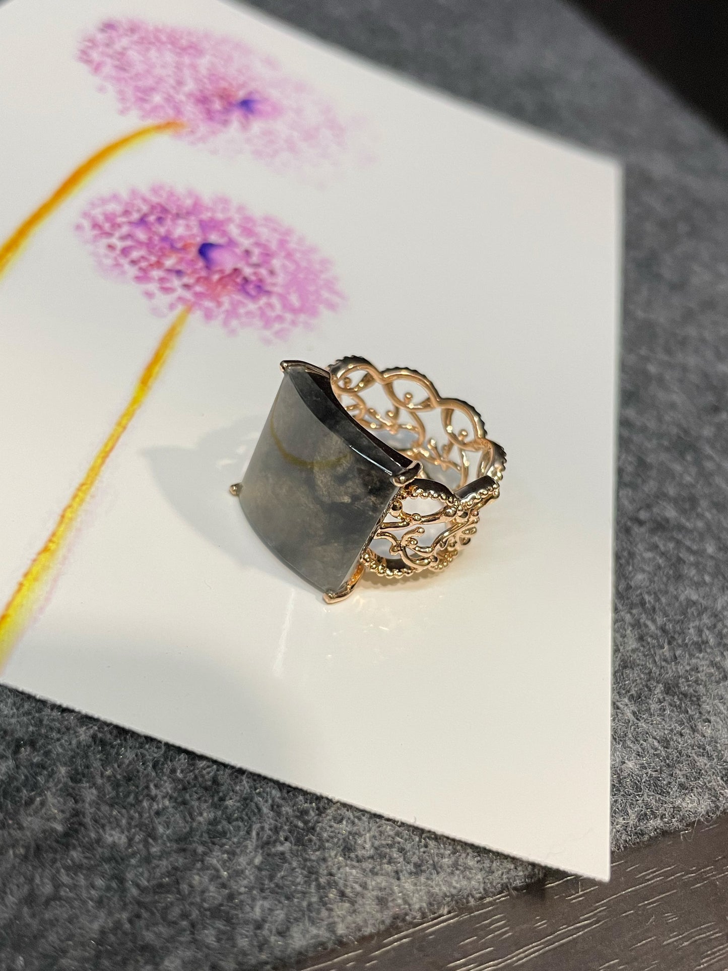 Icy Black Jade Ring (NJR122)