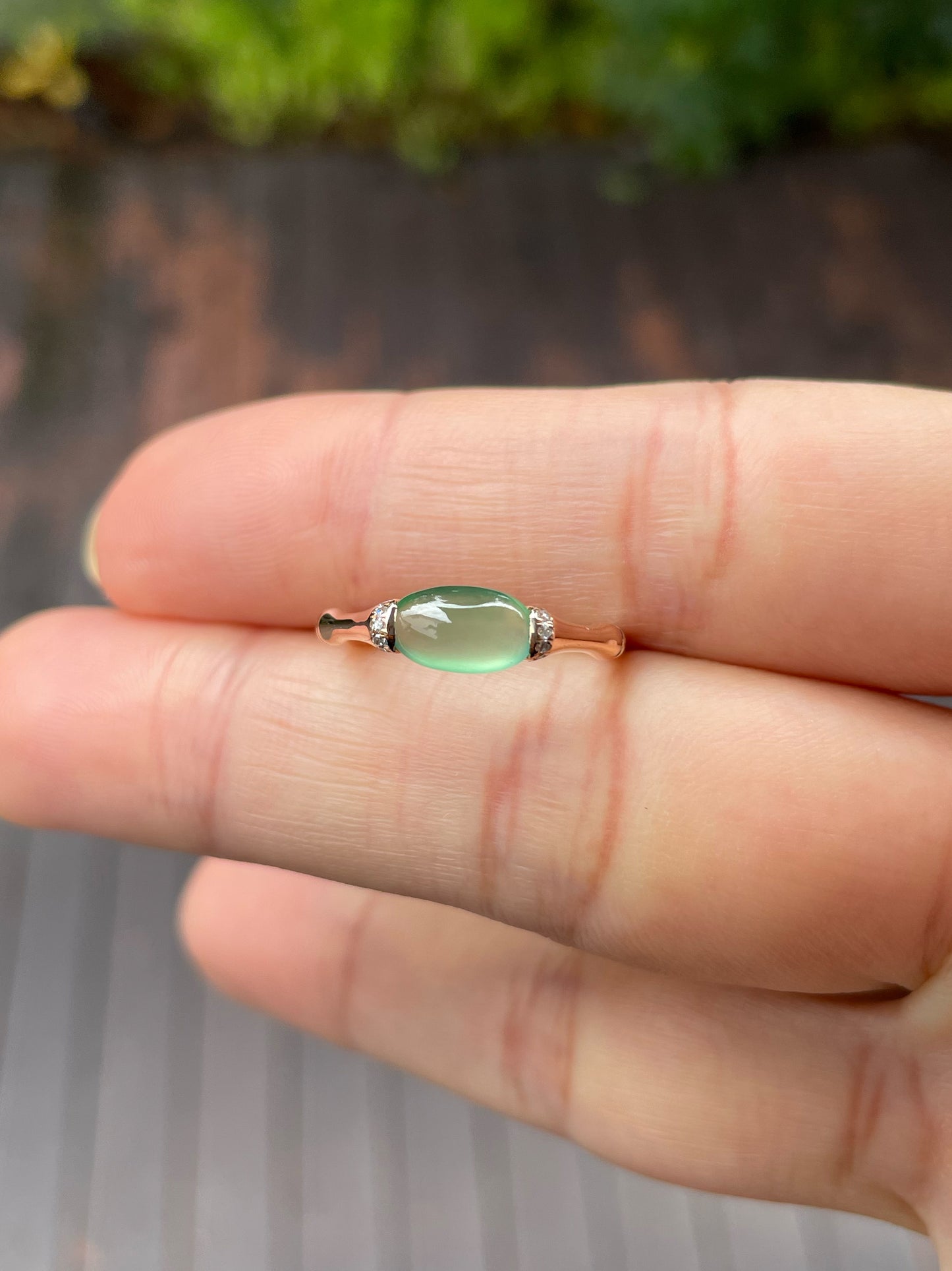 Icy Green Jade Cabochon Ring (NJR124)
