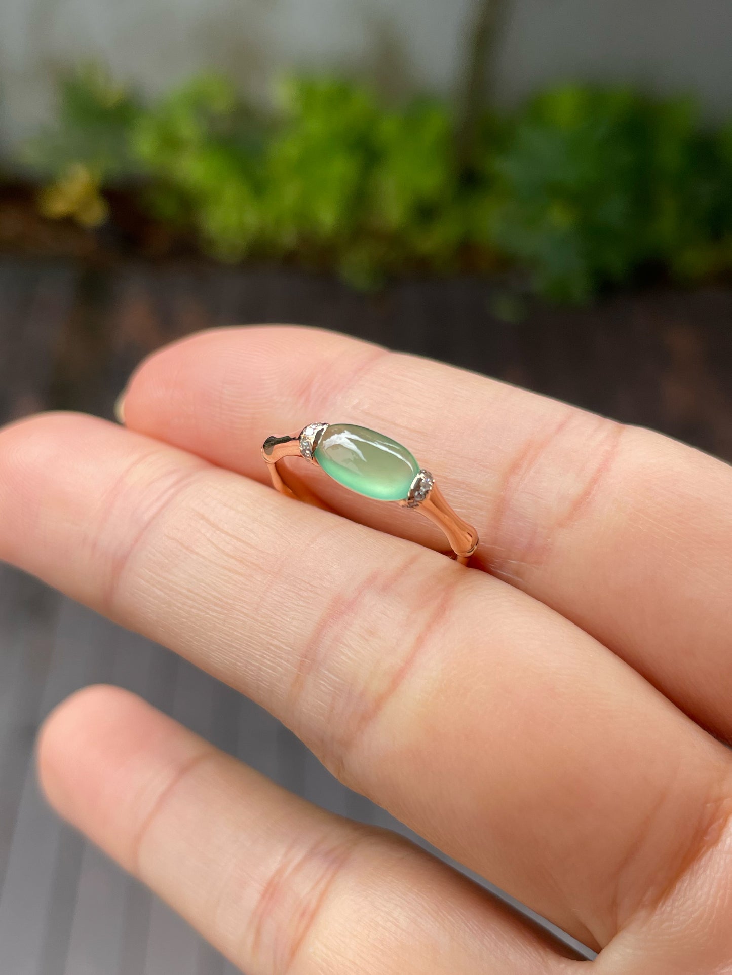 Icy Green Jade Cabochon Ring (NJR124)