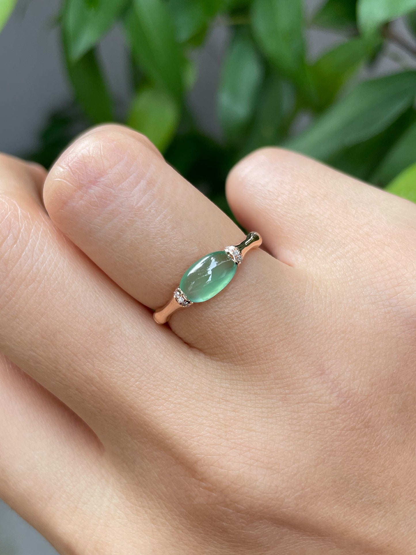 Icy Green Jade Cabochon Ring (NJR124)
