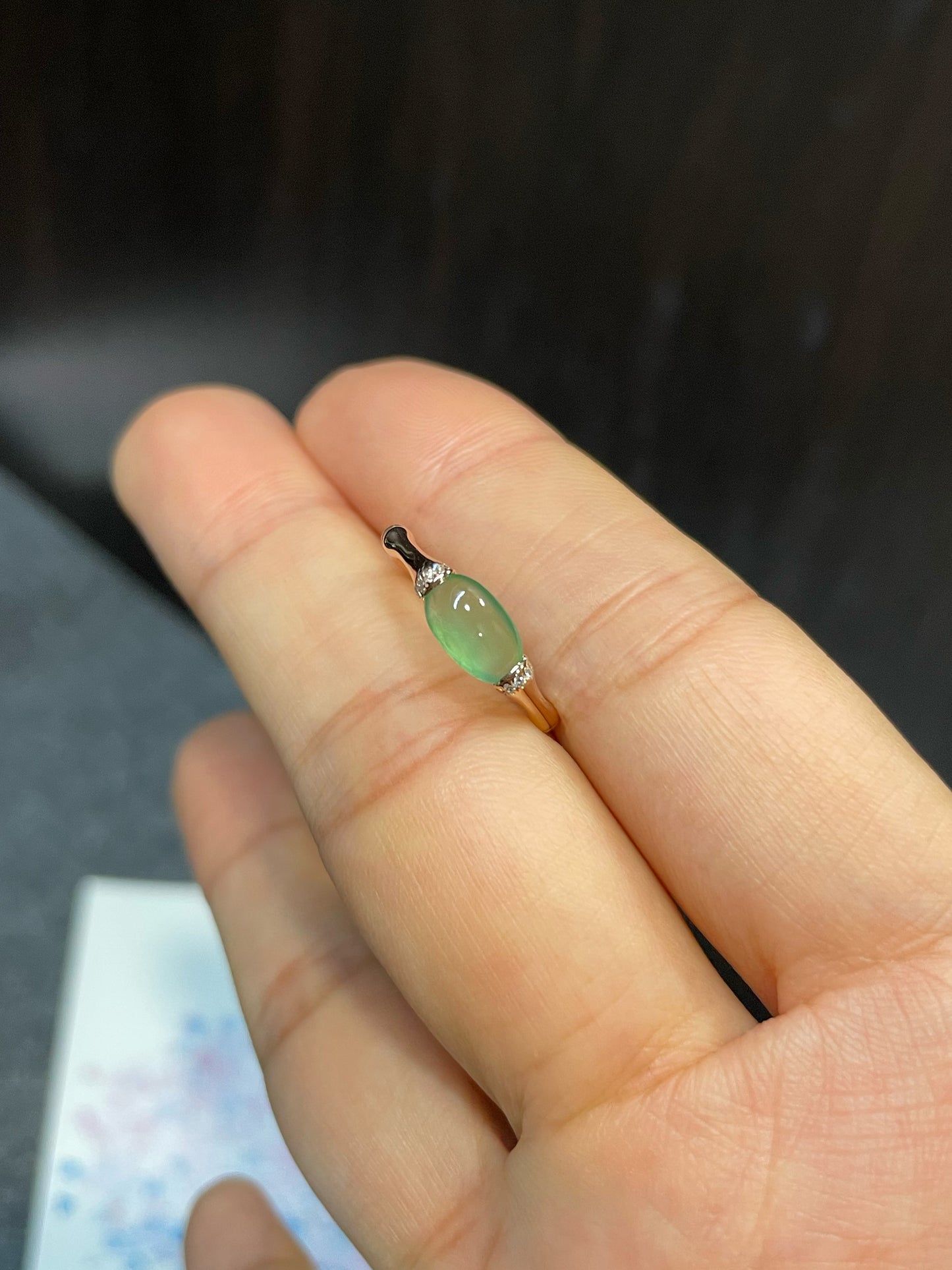 Icy Green Jade Cabochon Ring (NJR124)