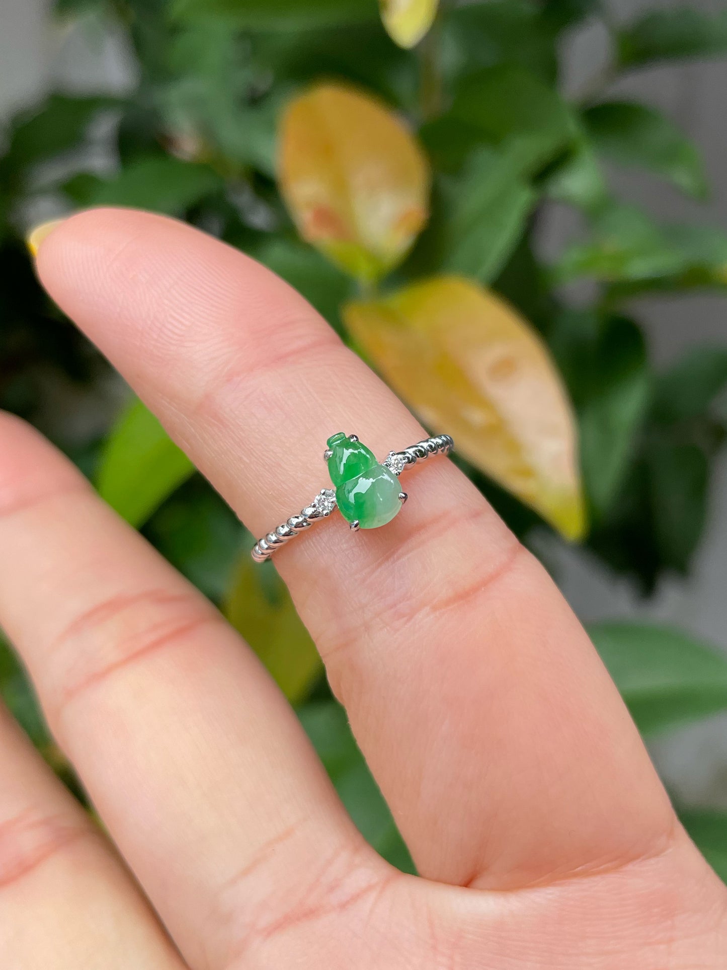 Green Jadeite Ring - Hu Lu 葫芦 (NJR125)