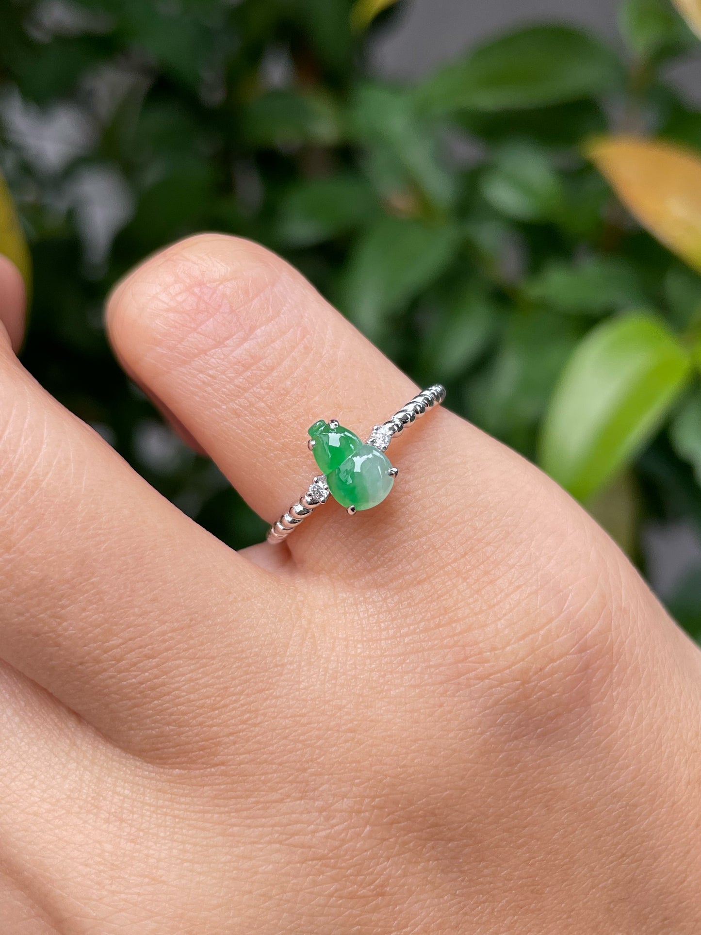 Green Jadeite Ring - Hu Lu 葫芦 (NJR125)