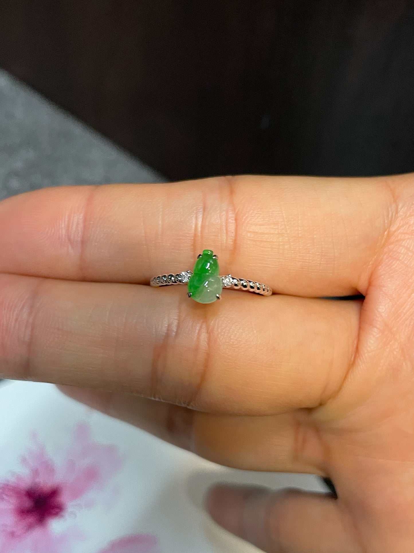 Green Jadeite Ring - Hu Lu 葫芦 (NJR125)