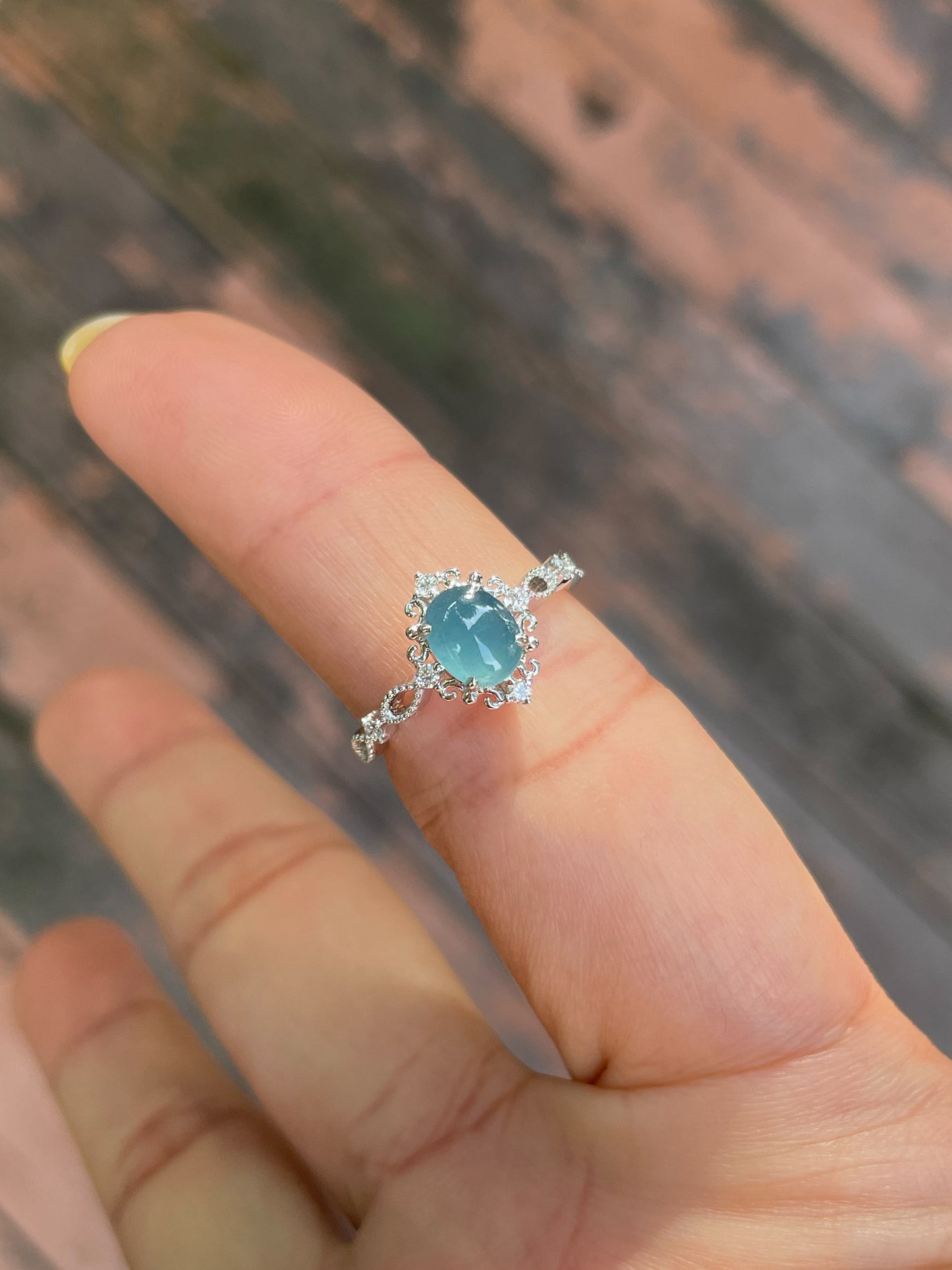 Blue Jade Cabochon Ring (NJR127)