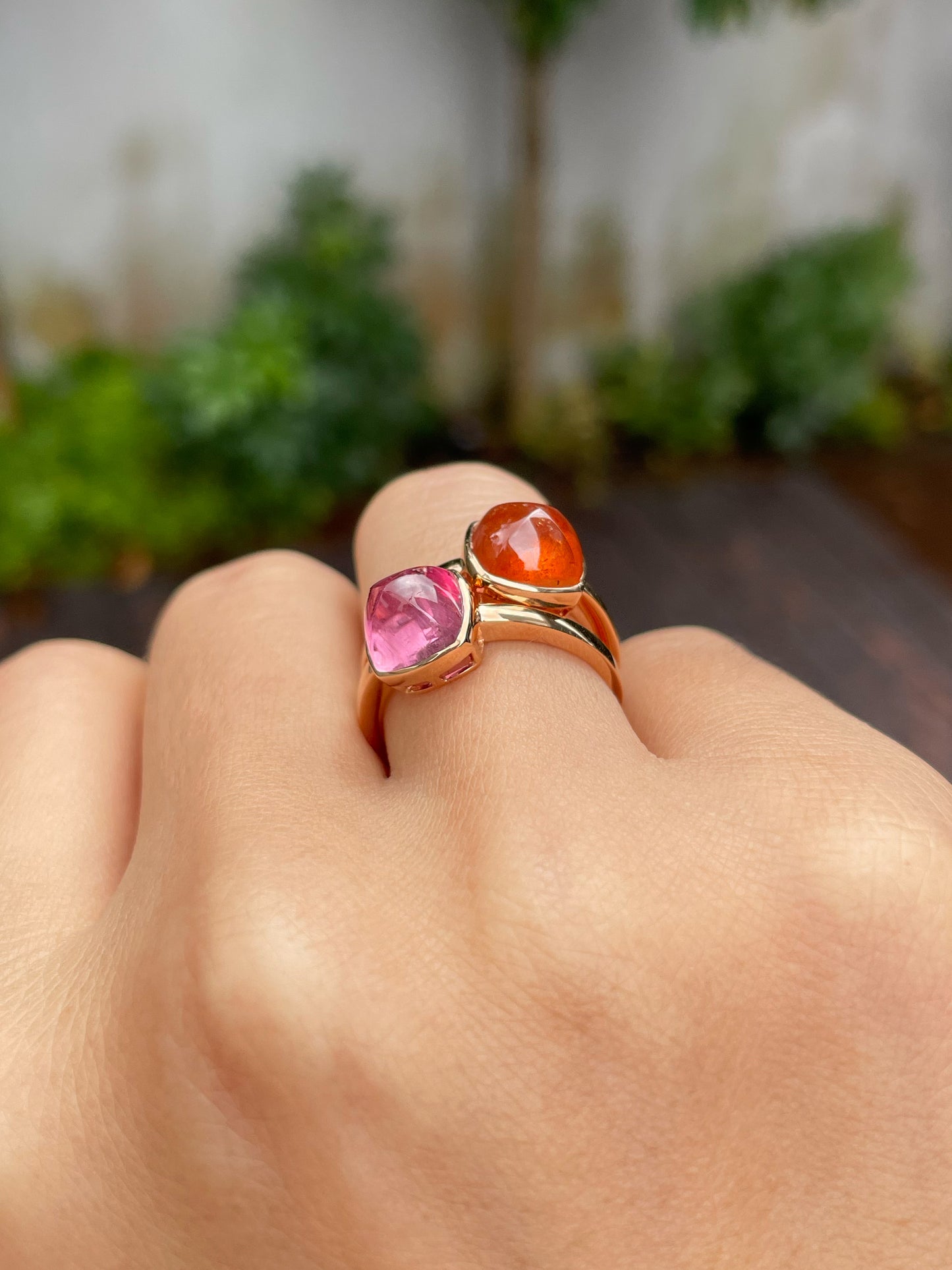 Sugarloaf Rings - Orange Spessartite & Pink Tourmaline (NJR131)