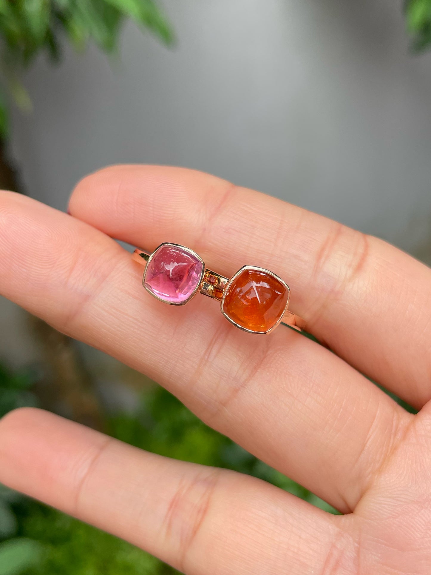 Sugarloaf Rings - Orange Spessartite & Pink Tourmaline (NJR131)