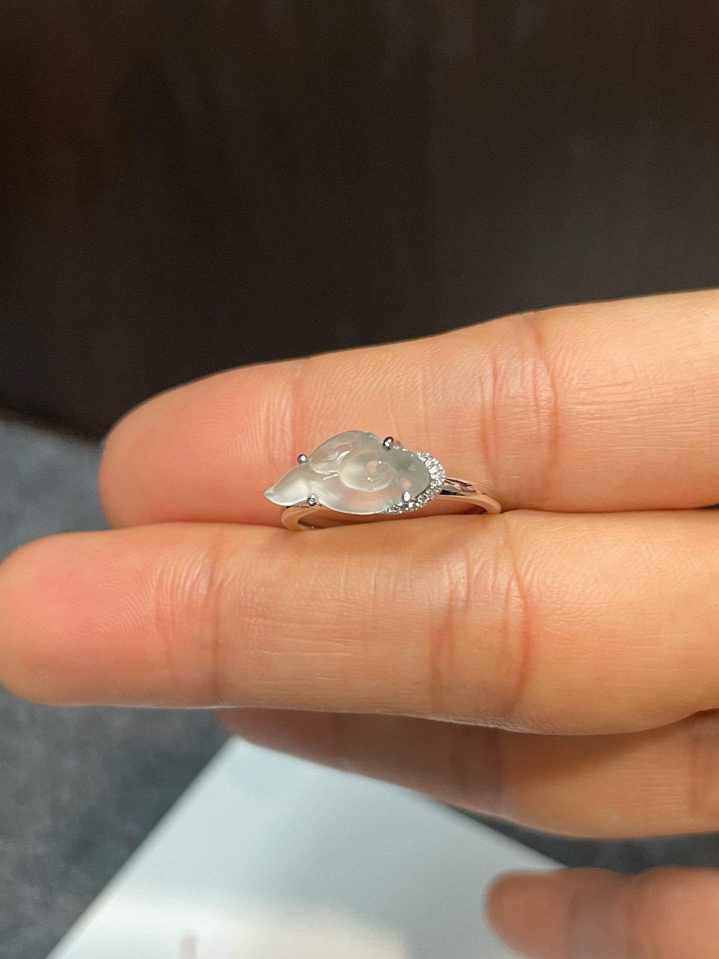 Icy White Jade Ring - Cloud (NJR135)