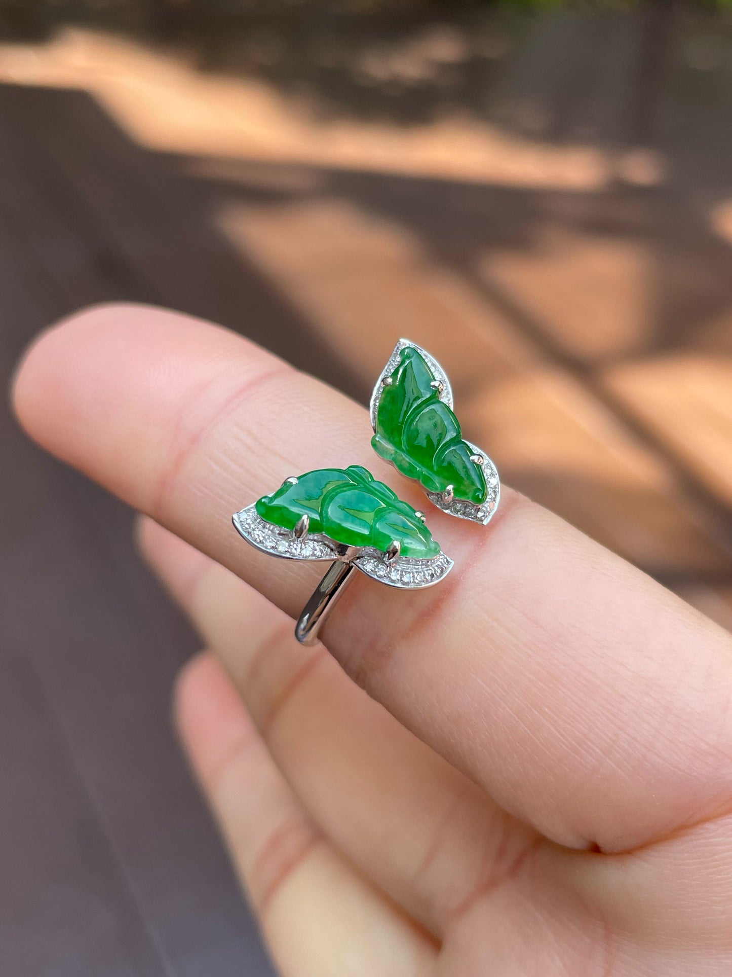 Green Jade Ring - Butterfly (NJR136)