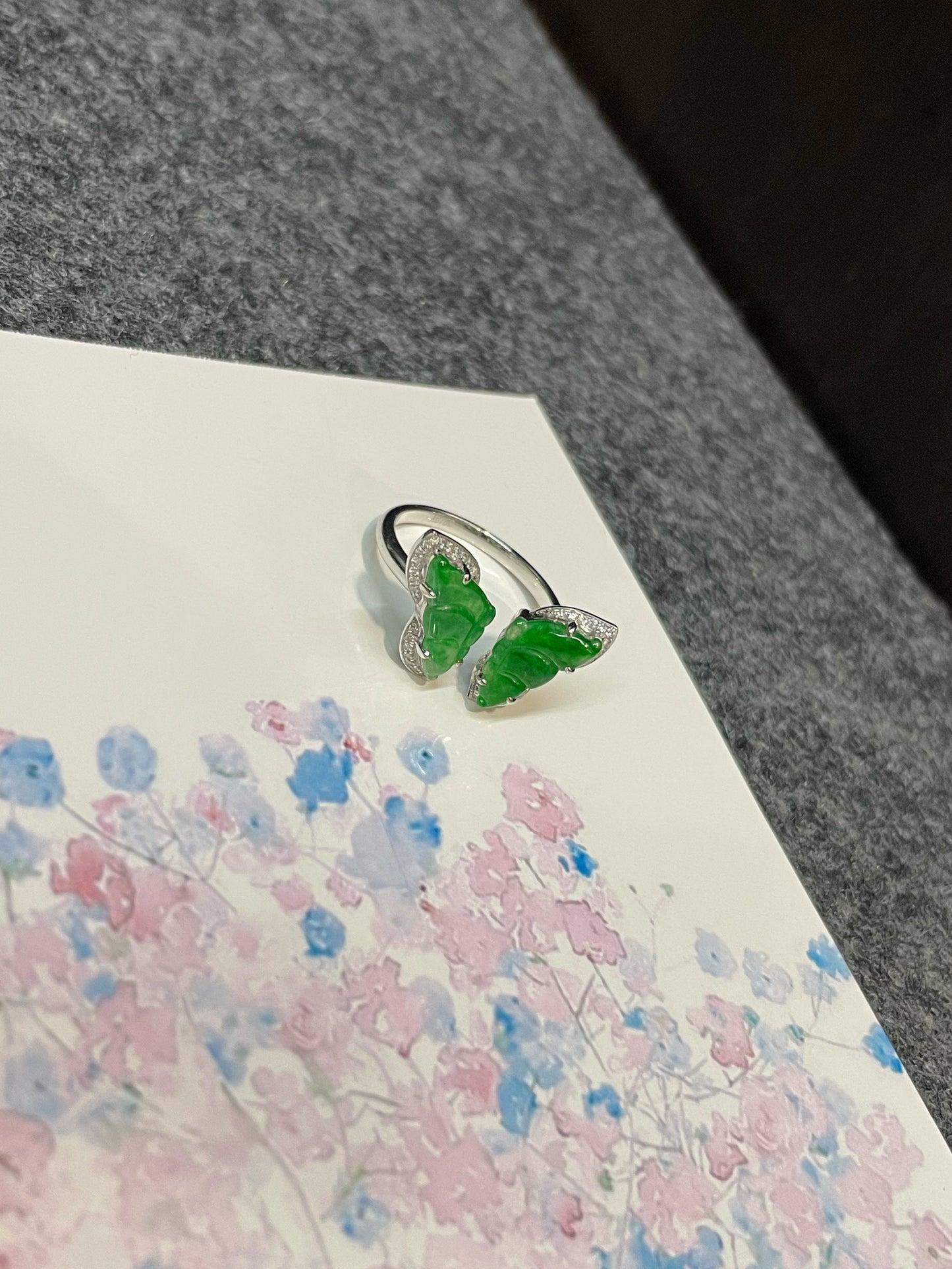 Green Jade Ring - Butterfly (NJR136)