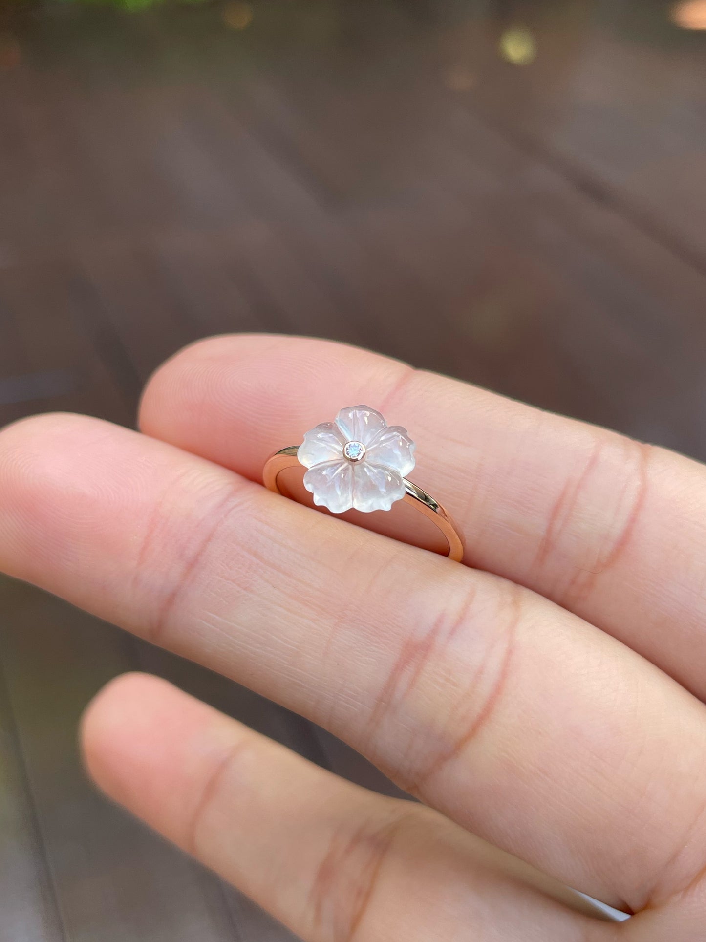 Icy Carved Jade Ring - Plum Blossom (NJR139)