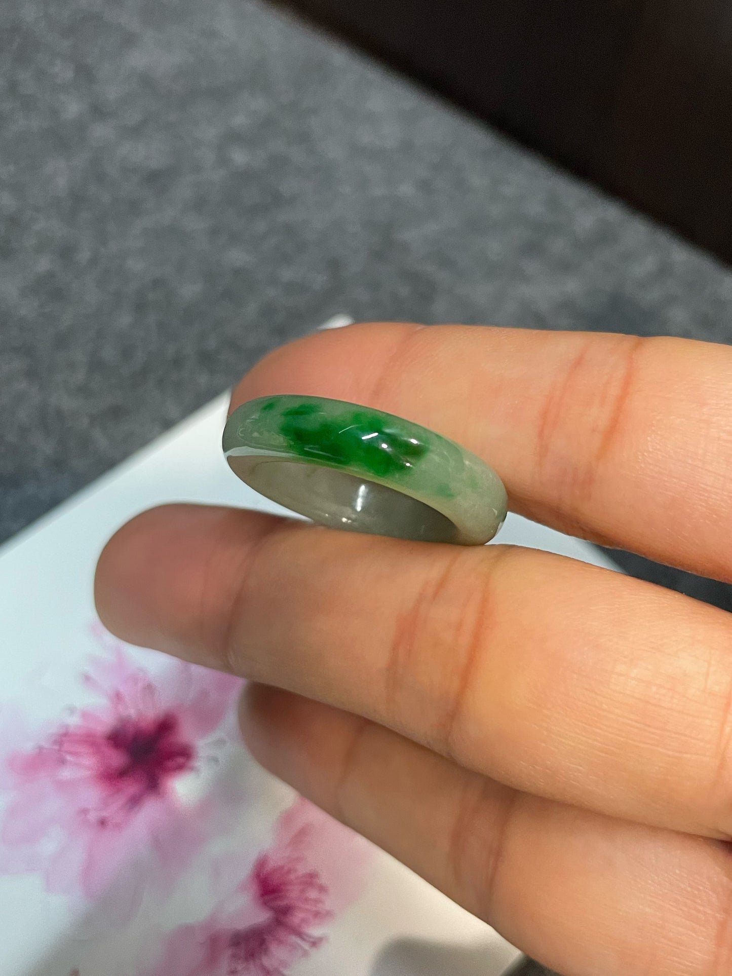 Green Jade Abacus Ring | HK 18 (NJR141)