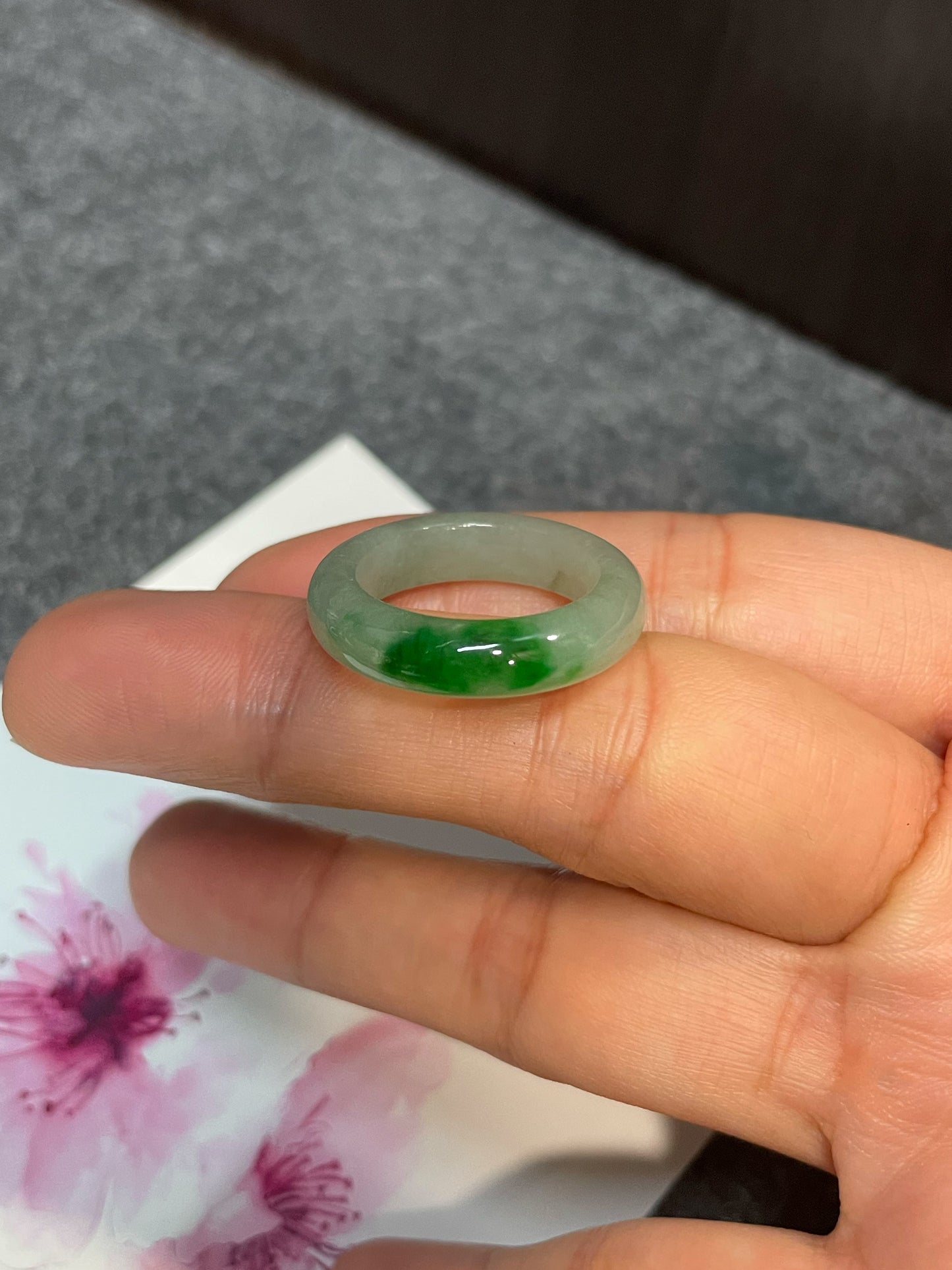 Green Jade Abacus Ring | HK 18 (NJR141)