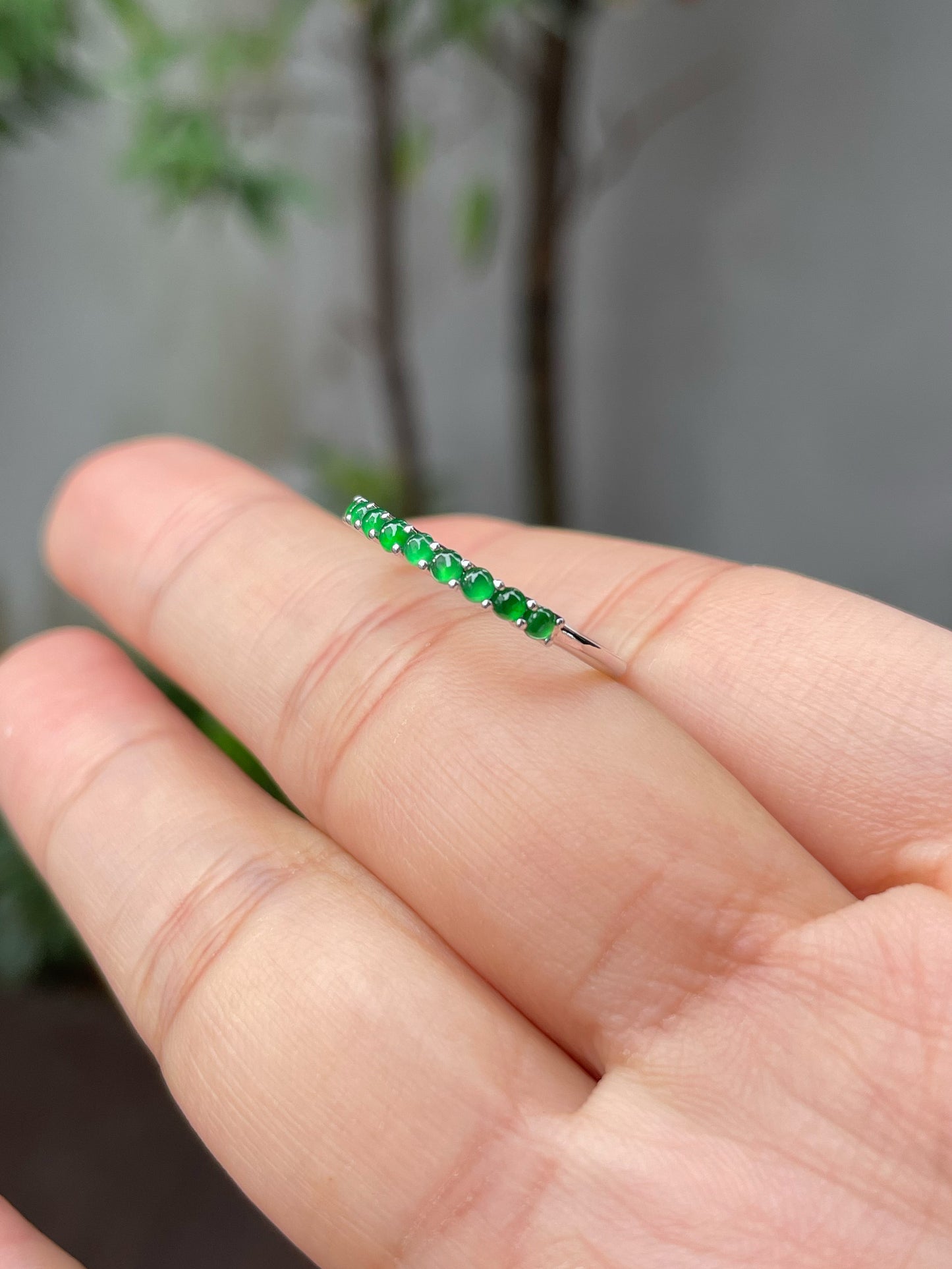 Green Jade Cabochons Ring (NJR143)