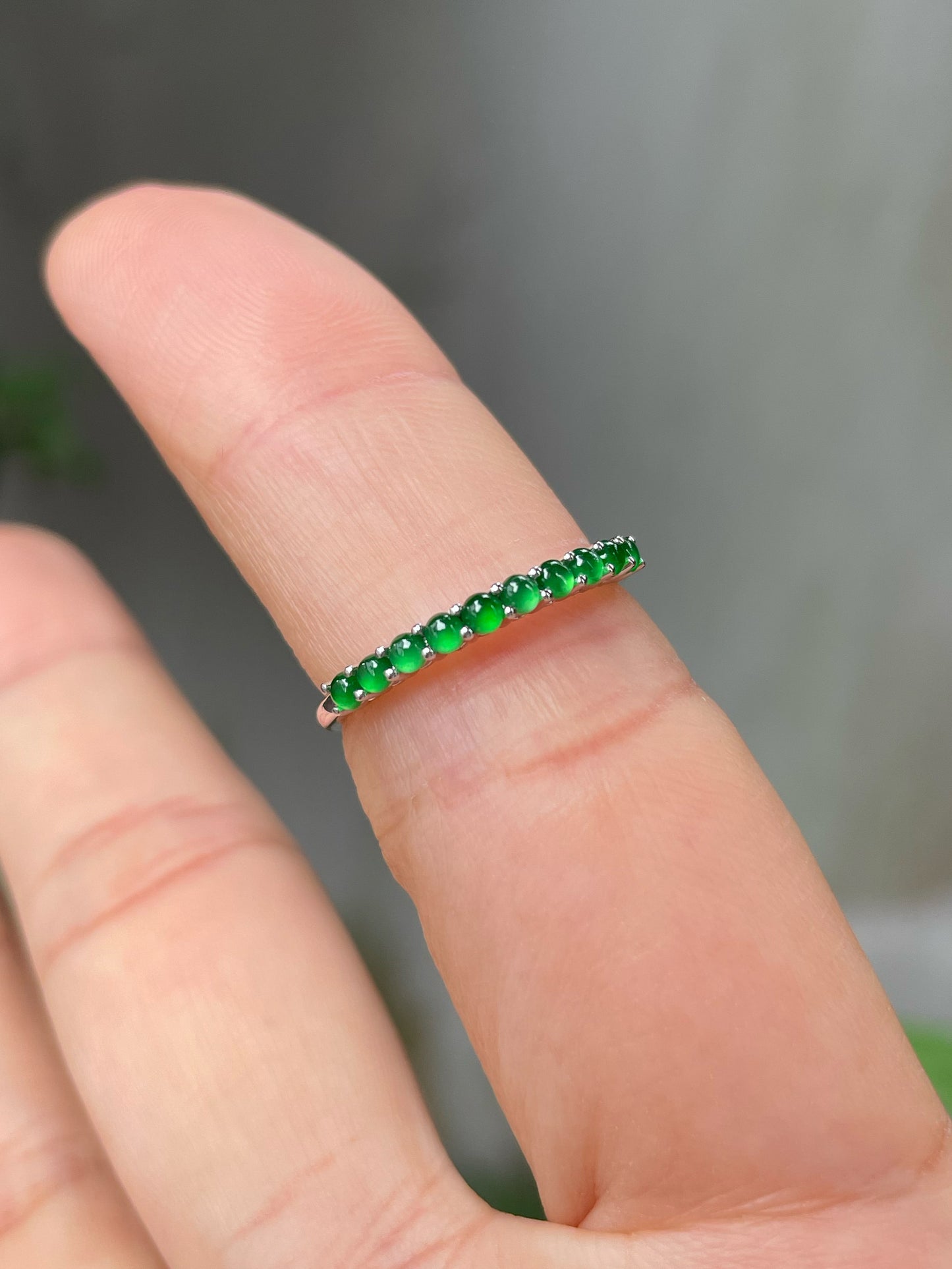 Green Jade Cabochons Ring (NJR143)